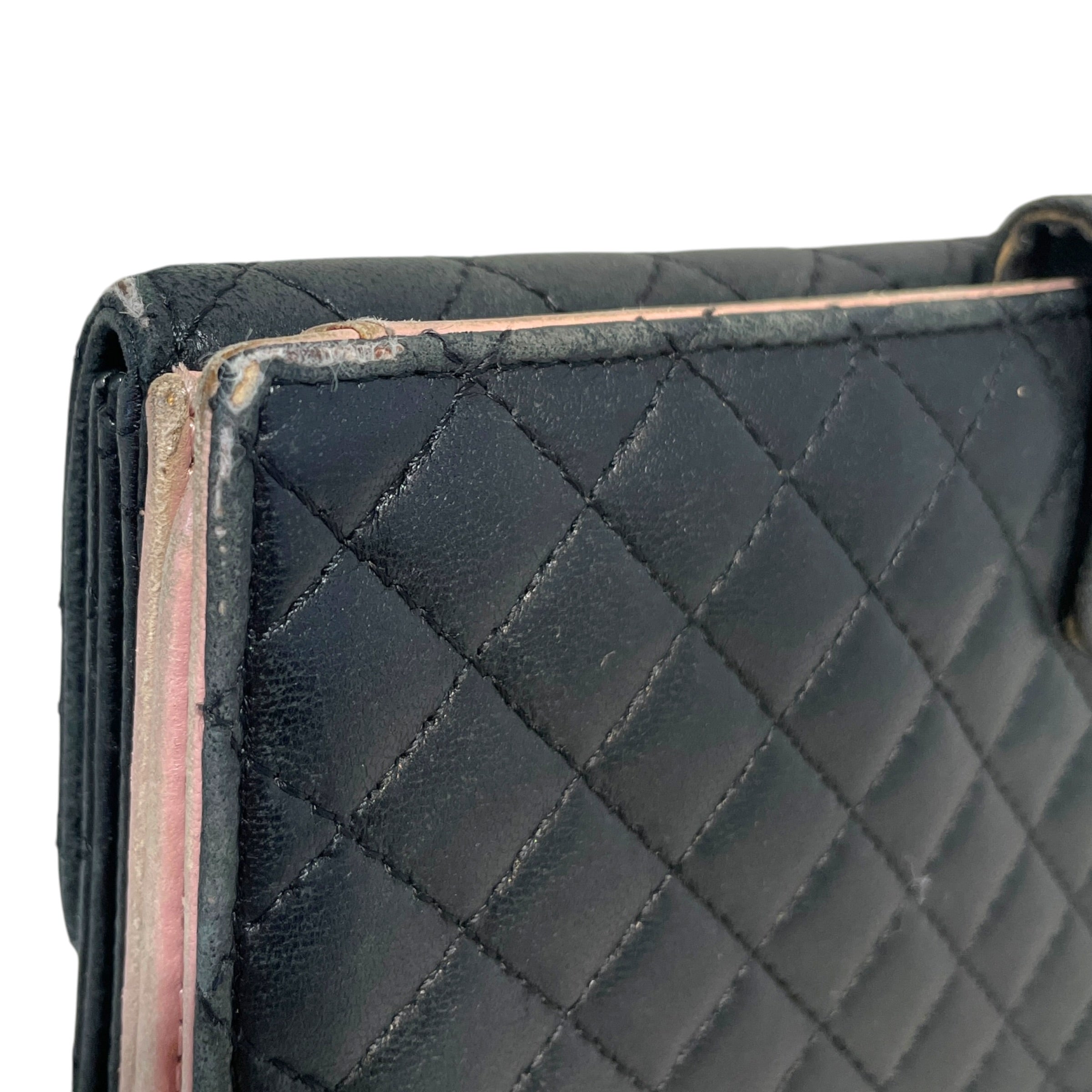 CHANEL/Long Wallet/Lambskin/BLK/Quilted Lambskin CC Bow Logo view 3