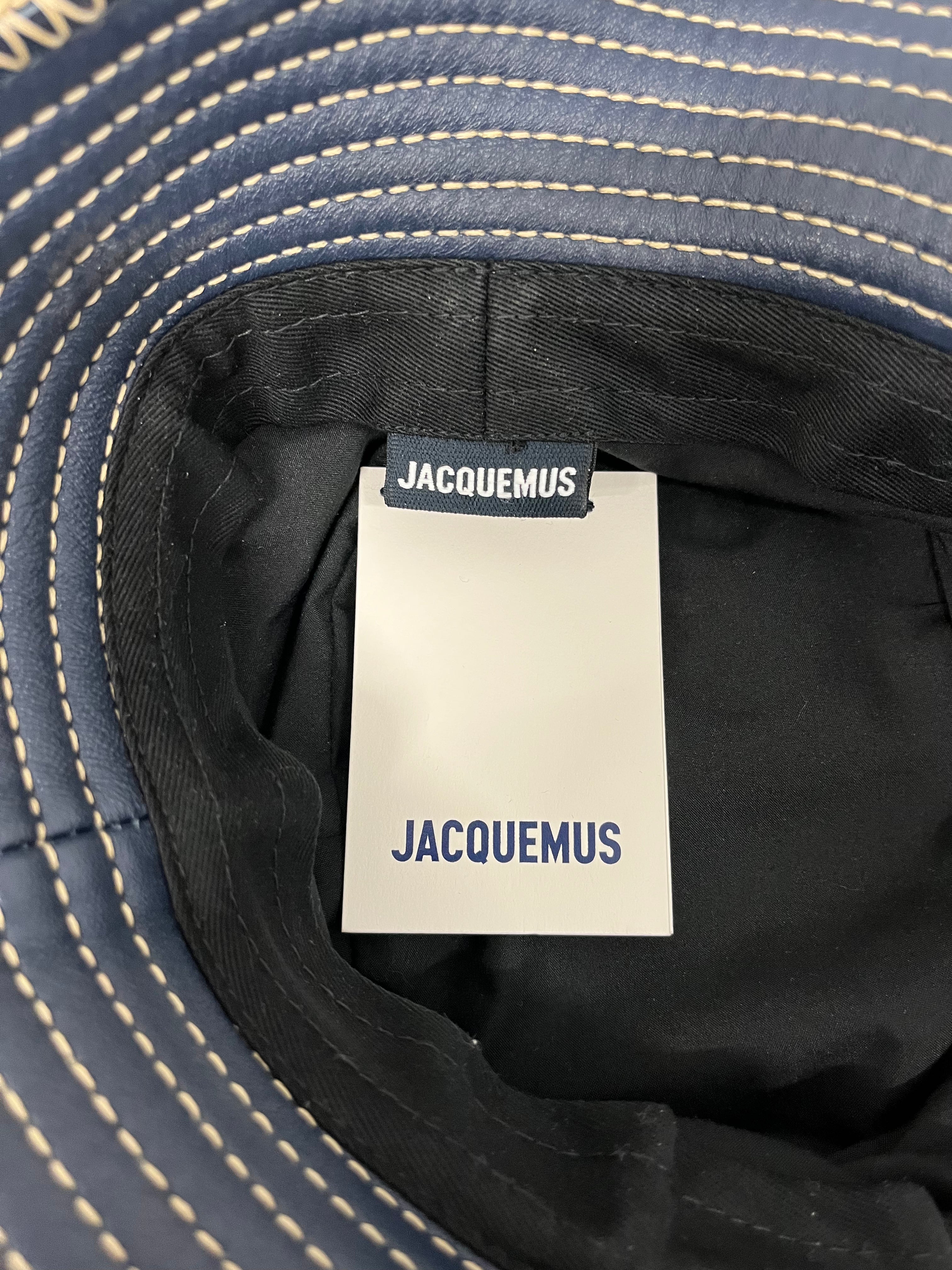 JACQUEMUS/Bucket Hat/OS/Border/Leather/NVY/CONTRAST STITCH LE BOB view 3