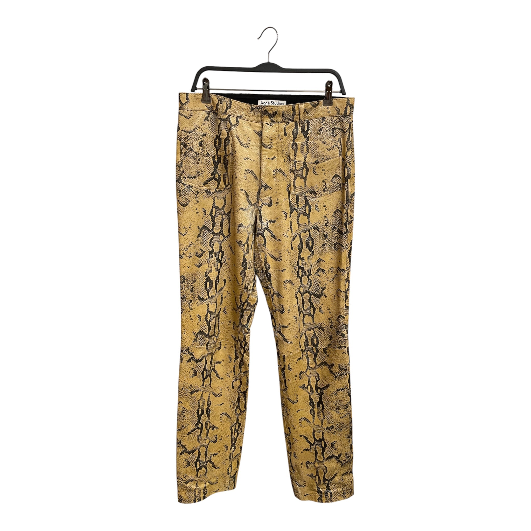 Acne Studios/Straight Pants/48/Lambskin/IVR/Animal Pattern/SNAKE SKIN LAMB LEATHER PANTS view 1