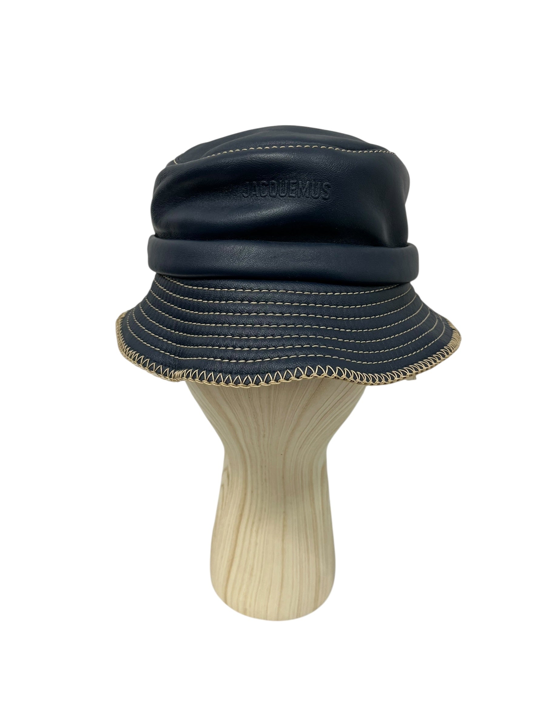 JACQUEMUS/Bucket Hat/OS/Border/Leather/NVY/CONTRAST STITCH LE BOB view 2