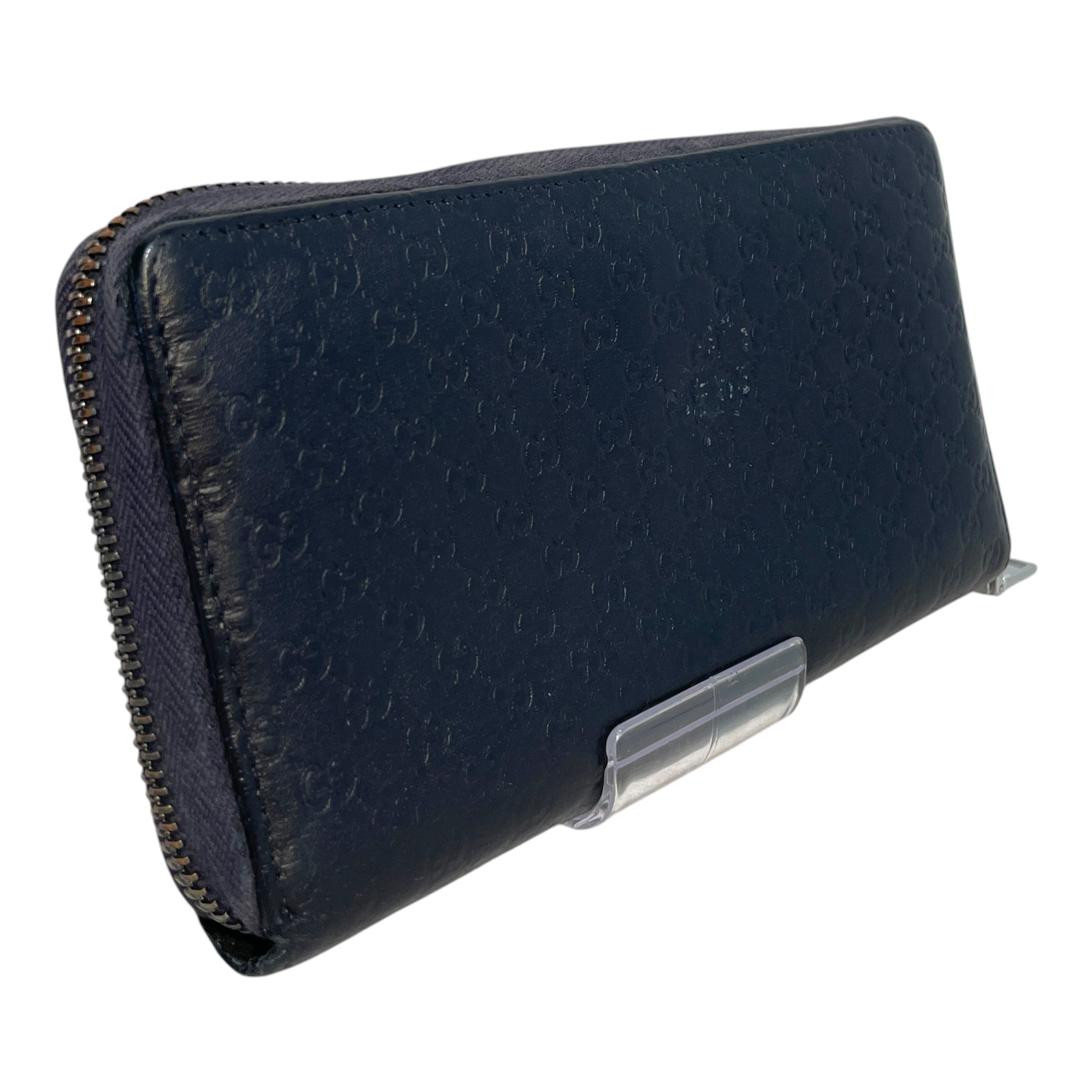 GUCCI/Long Wallet/Monogram/Leather/BLK/Microguccissima Zip-Around view 1