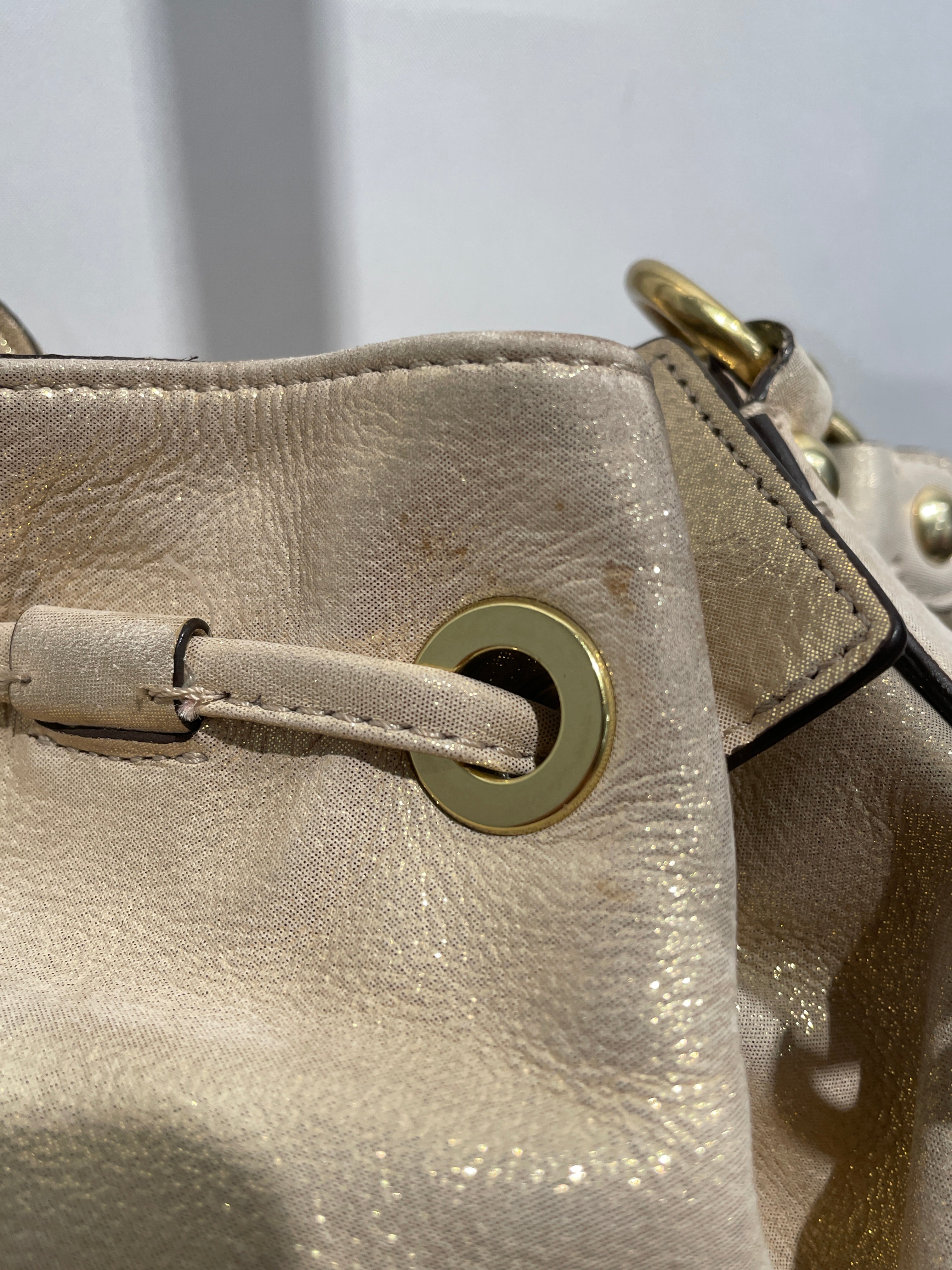 COACH/Cross Body Bag/Leather/GLD/Poppy Shimmer Dome Satchel view 3