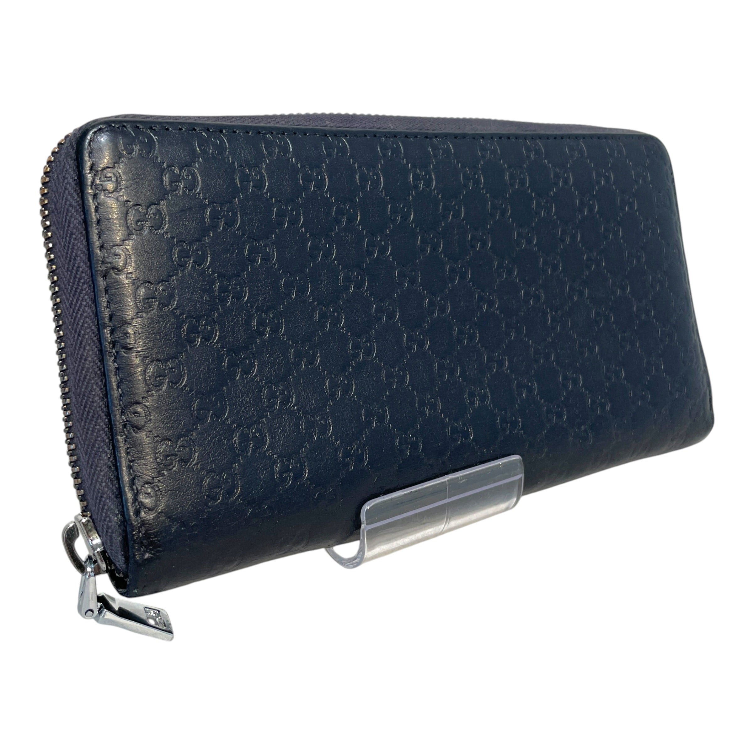 GUCCI/Long Wallet/Monogram/Leather/BLK/Microguccissima Zip-Around view 2