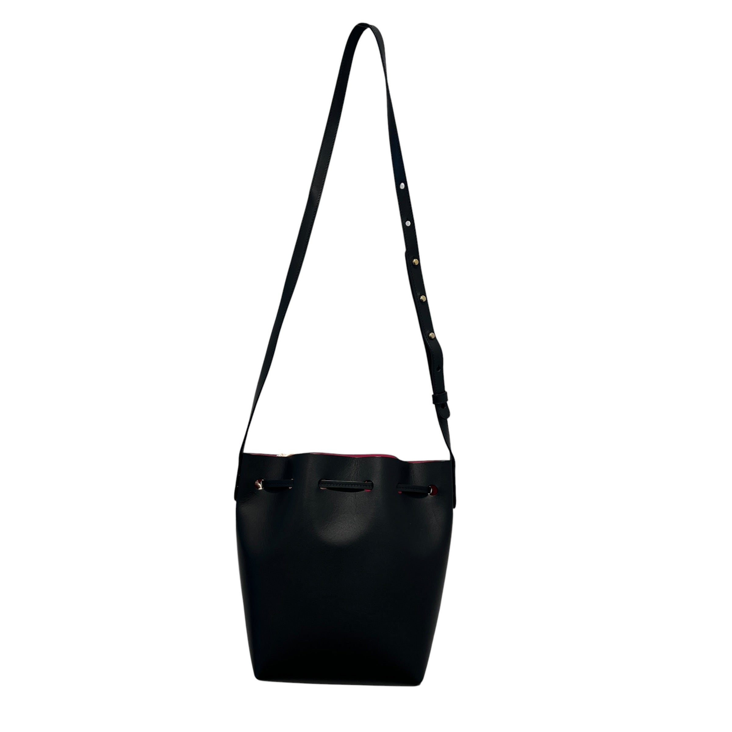 Mansur Gavriel/Cross Body Bag/Leather/BLK/MINI BUCKET BAG/PINK INTERIOR view 1
