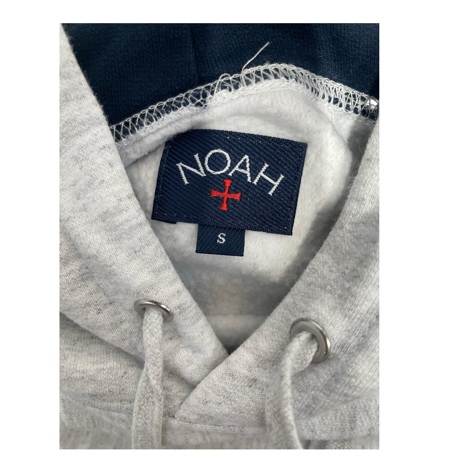 NOAH/Hoodie/S/Cotton/GRY/Light Grey Hoodie w/ Red Trim view 3