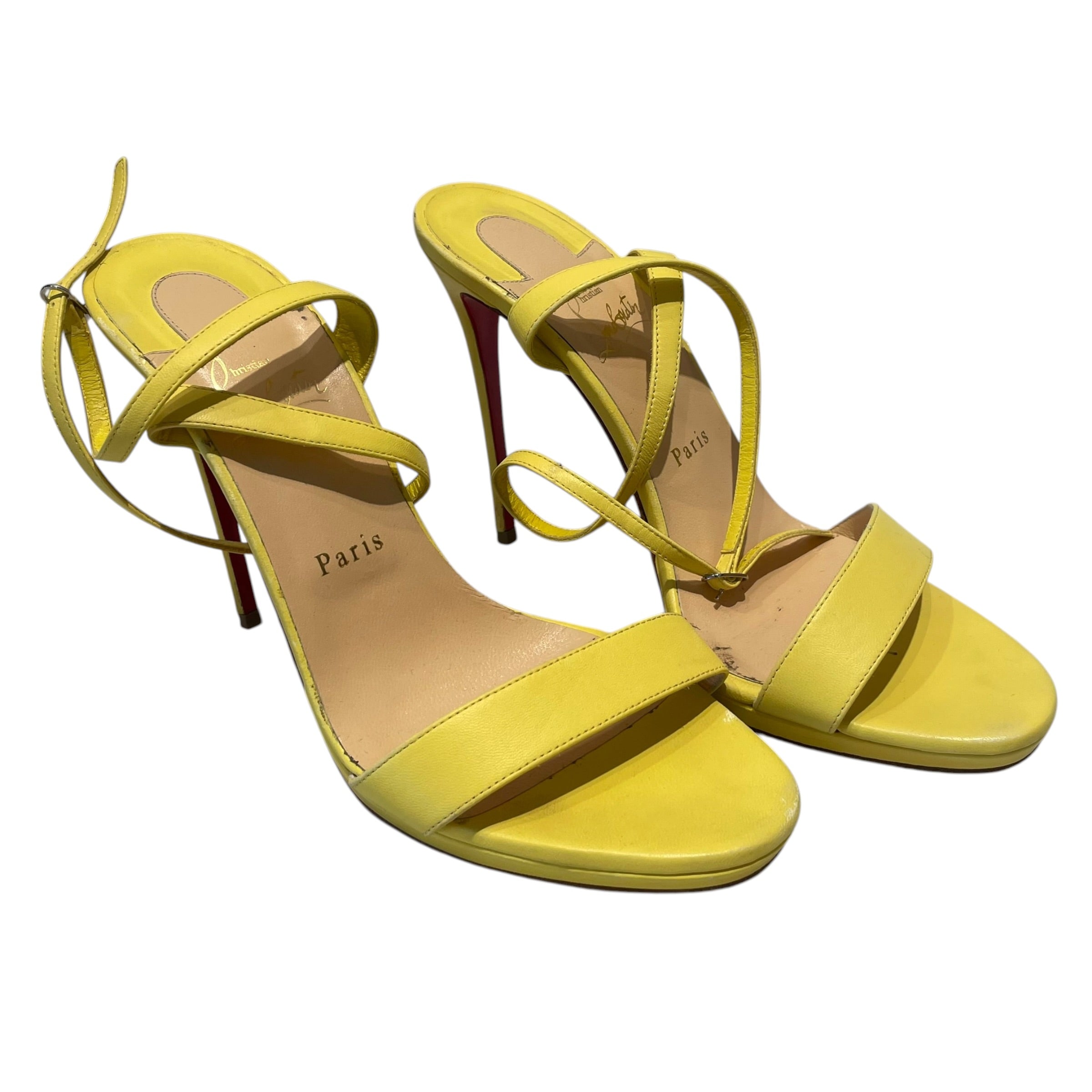 Christian Louboutin/Heels/EU 40.5/Leather/YEL/Queen Strappy view 1