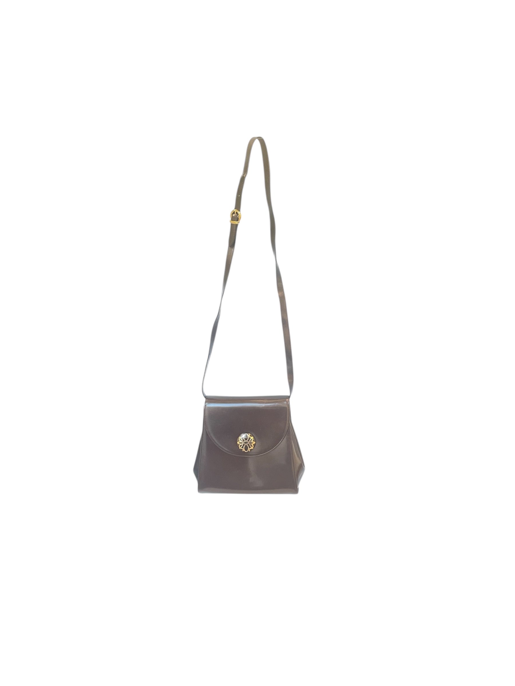Salvatore Ferragamo/Cross Body Bag/OS/Leather/BRW/vtg brown gold links view 6