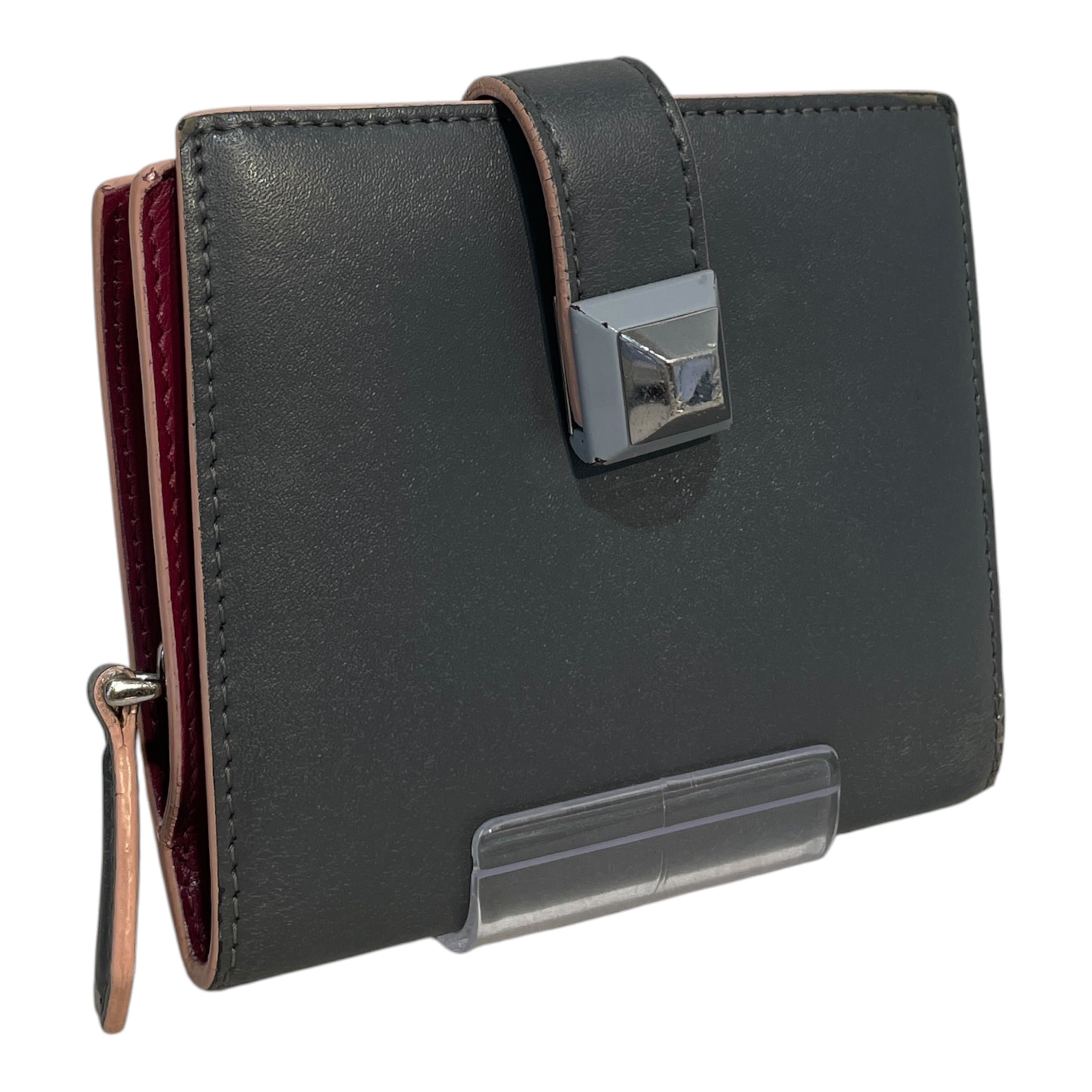 FENDI/Wallet/Leather/GRY/Grey Pyramid Stud Snap Closure view 1