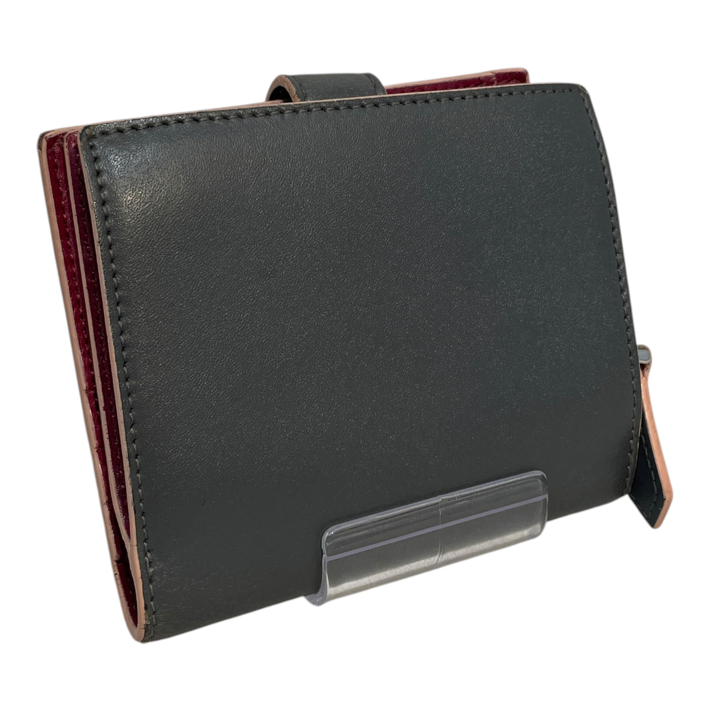 FENDI/Wallet/Leather/GRY/Grey Pyramid Stud Snap Closure view 2