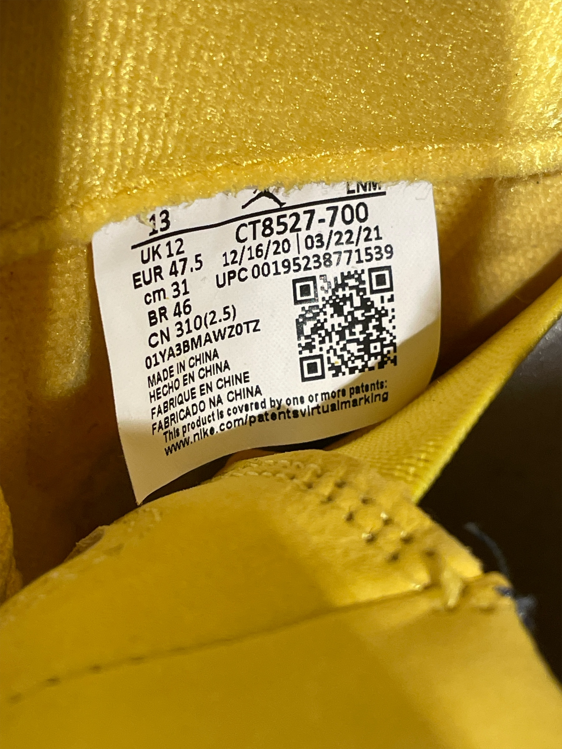 JORDAN BRAND/Hi-Sneakers/US 13/Polyester/YEL/4 RETRO/CT8527 700 view 5