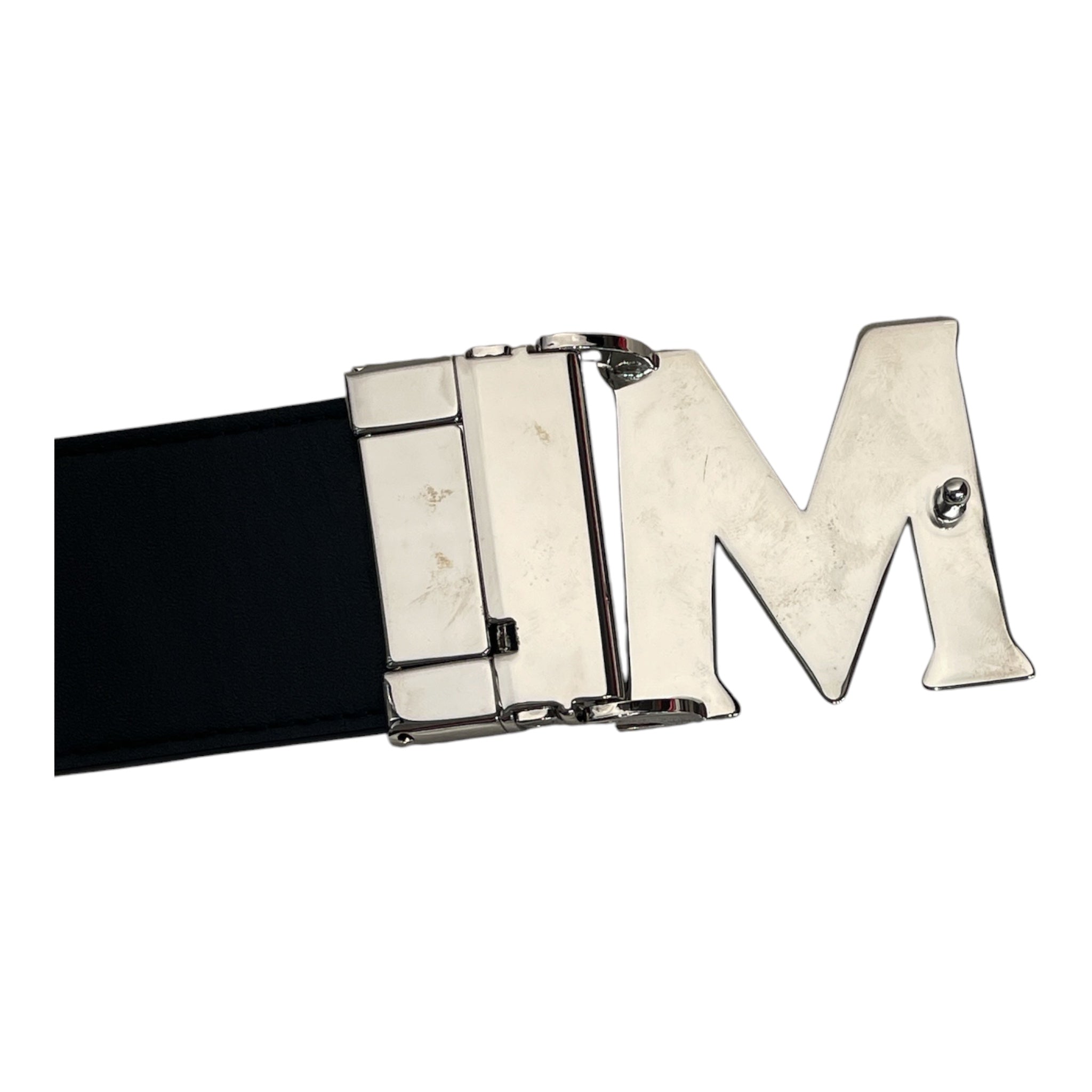 MCM/Belt/Monogram/Leather/NVY/M's/REVERSIBLE CLAUS SILVER BUCKLE view 3