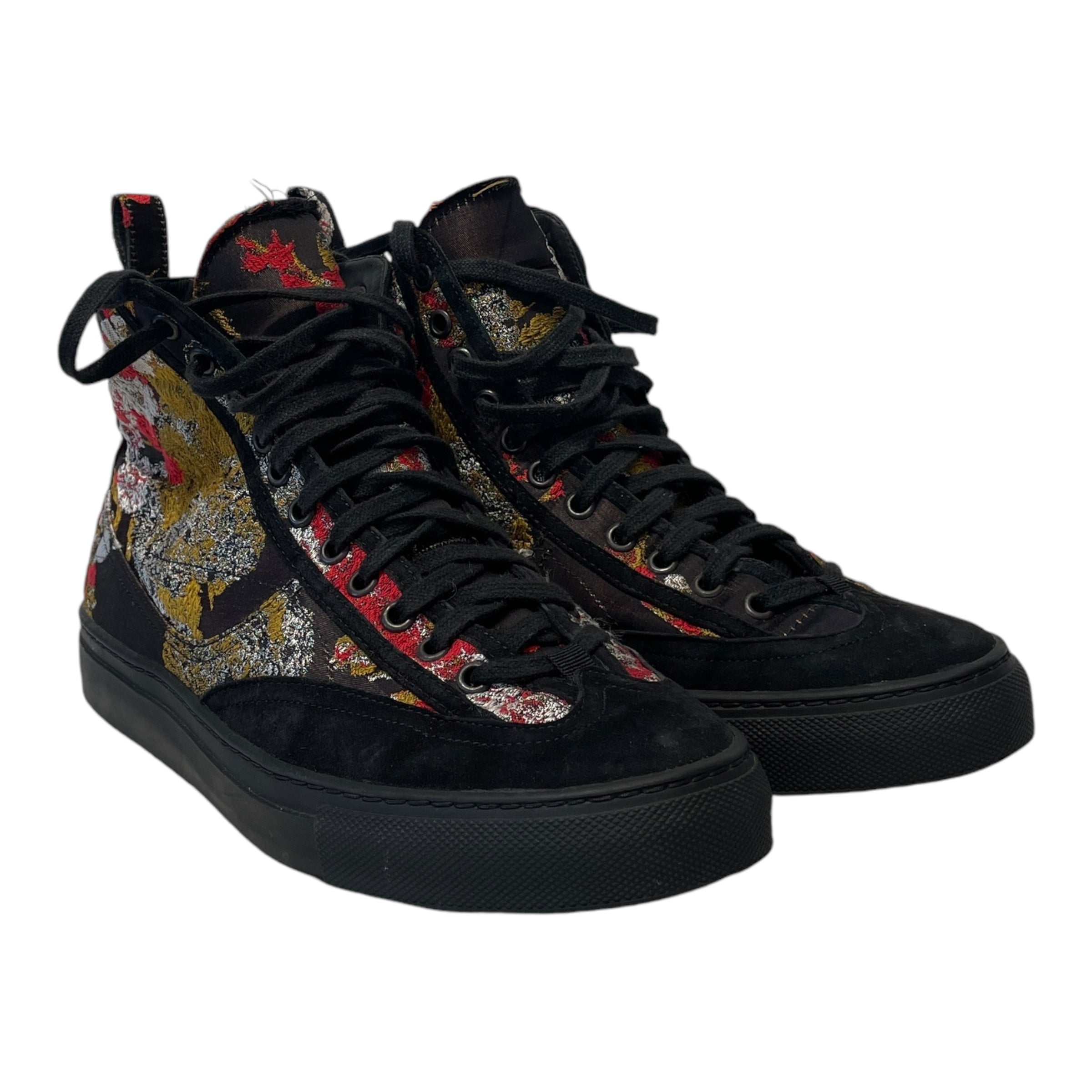 DRIES VAN NOTEN/Hi-Sneakers/EU 40/Floral Pattern/Suede/BLK/EMBROIDERED view 1