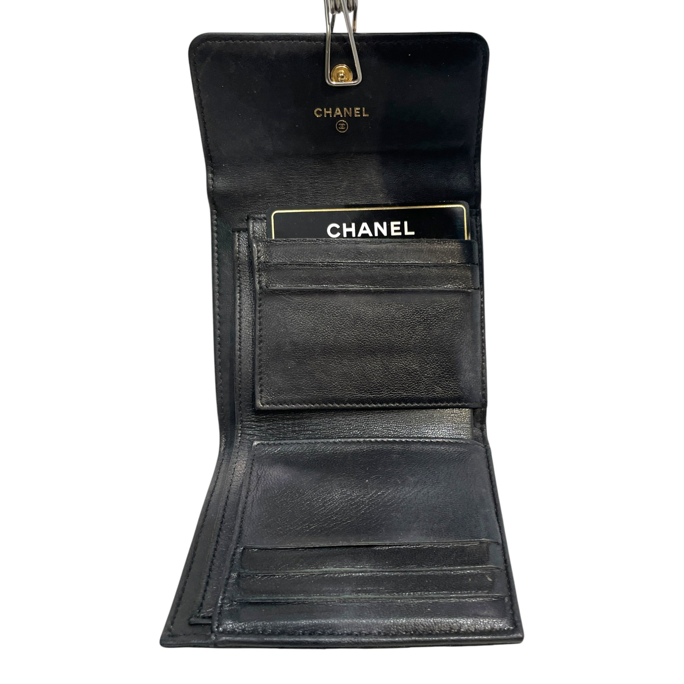 CHANEL/Wallet/Leather/BLK/Boy Trifold Compact Wallet view 3
