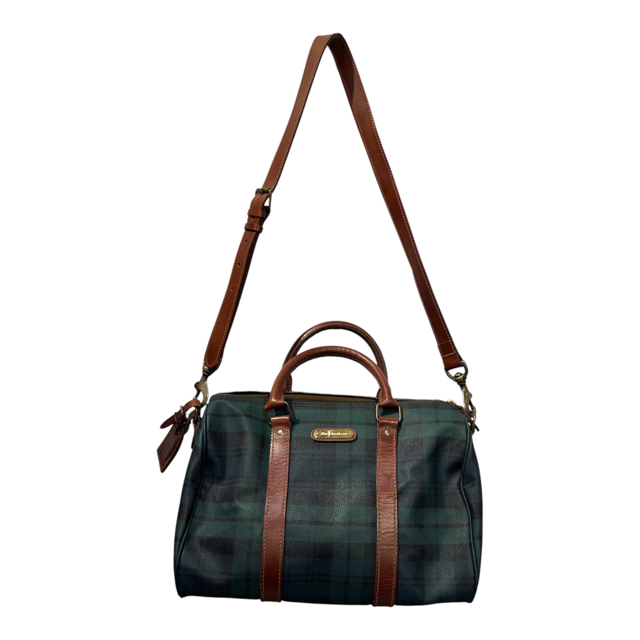POLO RALPH LAUREN/Boston Bag/Plaid/Leather/GRN/plaid mini boston bag view 3