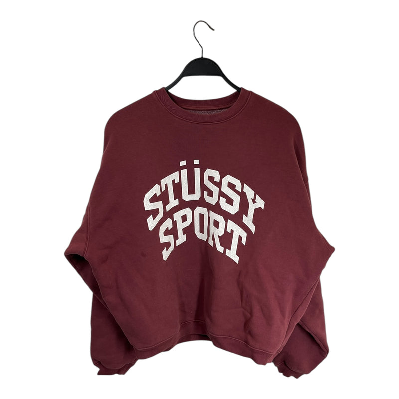 STUSSY/Sweater/M/Cotton/RED/Vintage Faded Script Crewneck