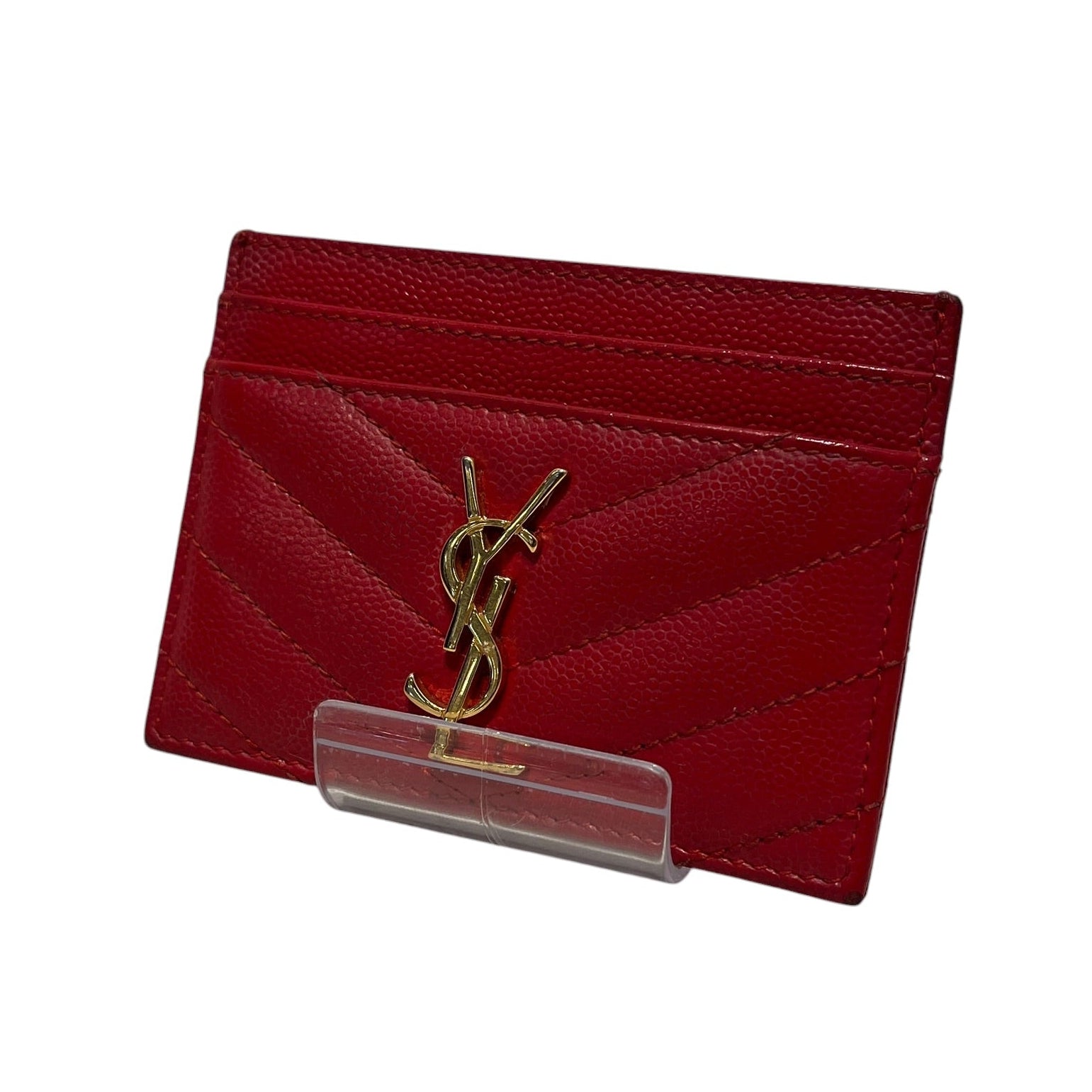 YVES SAINT LAURENT/Wallet/Leather/RED/L's/CARDHOLDER/GOLD METAL LOGO view 1