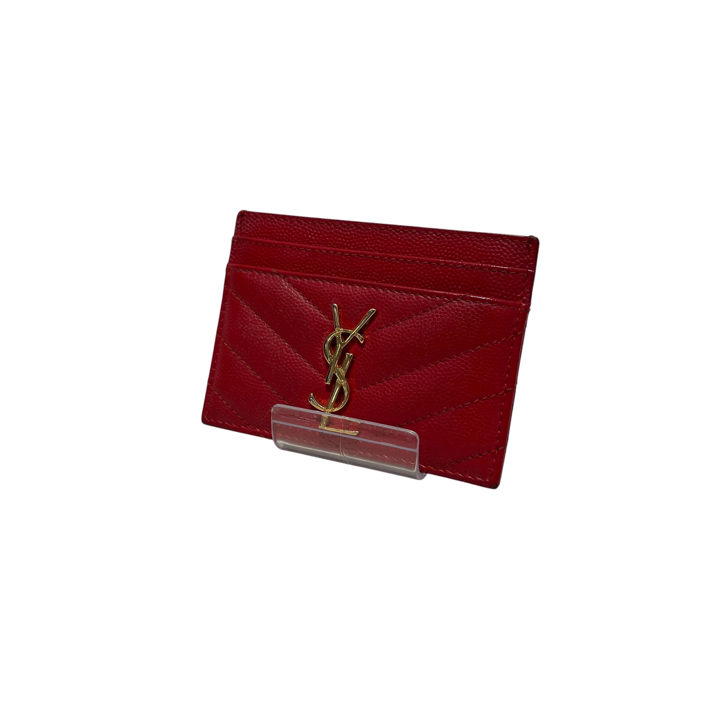 YVES SAINT LAURENT/Wallet/Leather/RED/L's/CARDHOLDER/GOLD METAL LOGO view 1