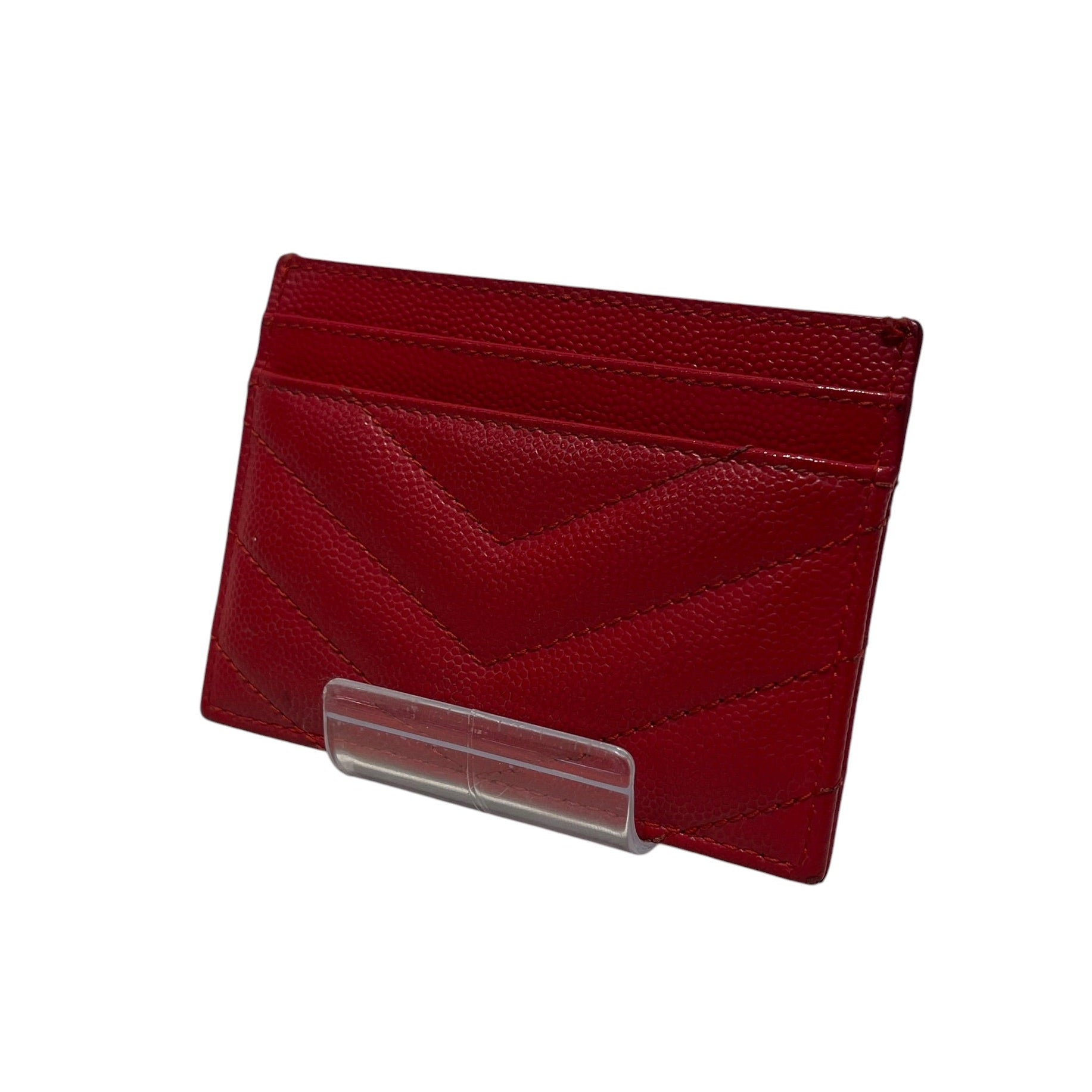 YVES SAINT LAURENT/Wallet/Leather/RED/L's/CARDHOLDER/GOLD METAL LOGO view 2