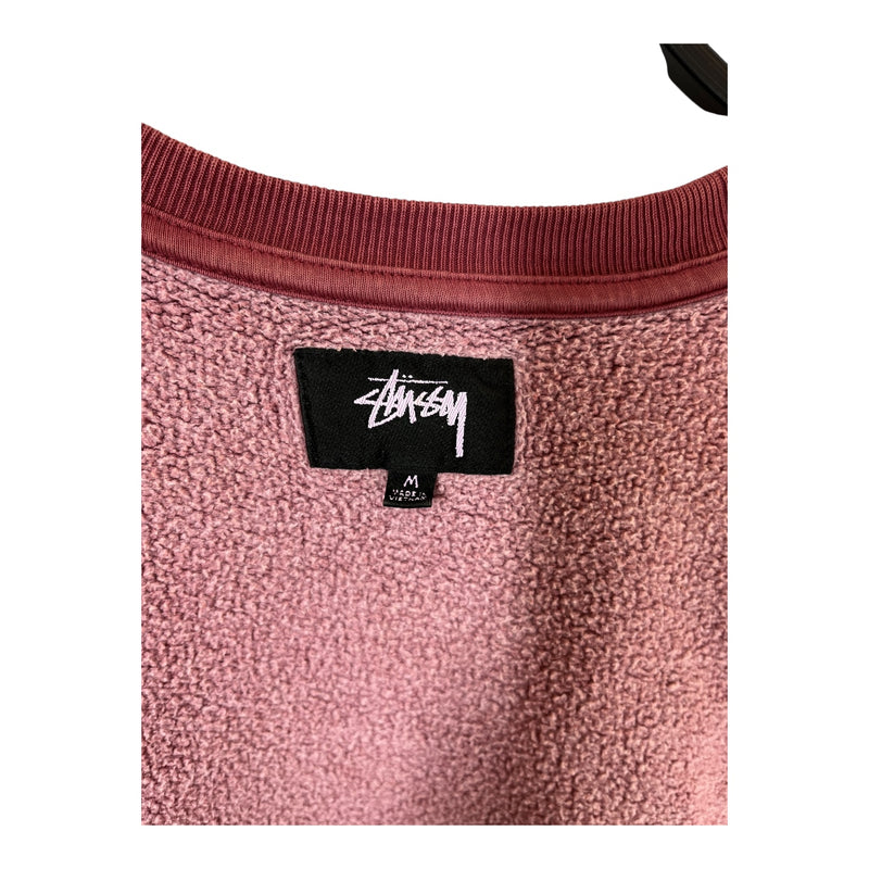 STUSSY/Sweater/M/Cotton/RED/Vintage Faded Script Crewneck