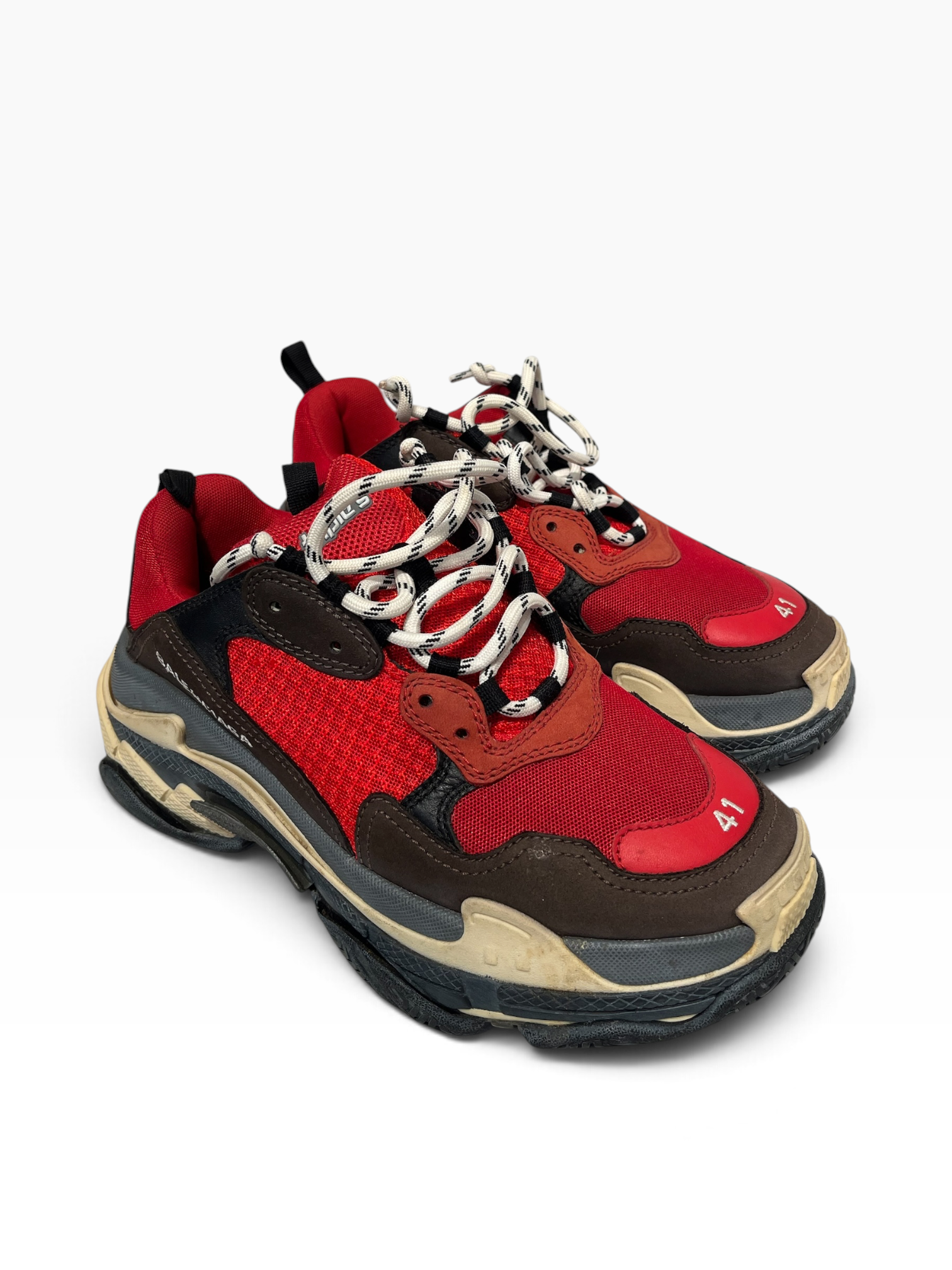 BALENCIAGA/Low-Sneakers/EU 41/Border/RED/Red/Gray/Brown view 1