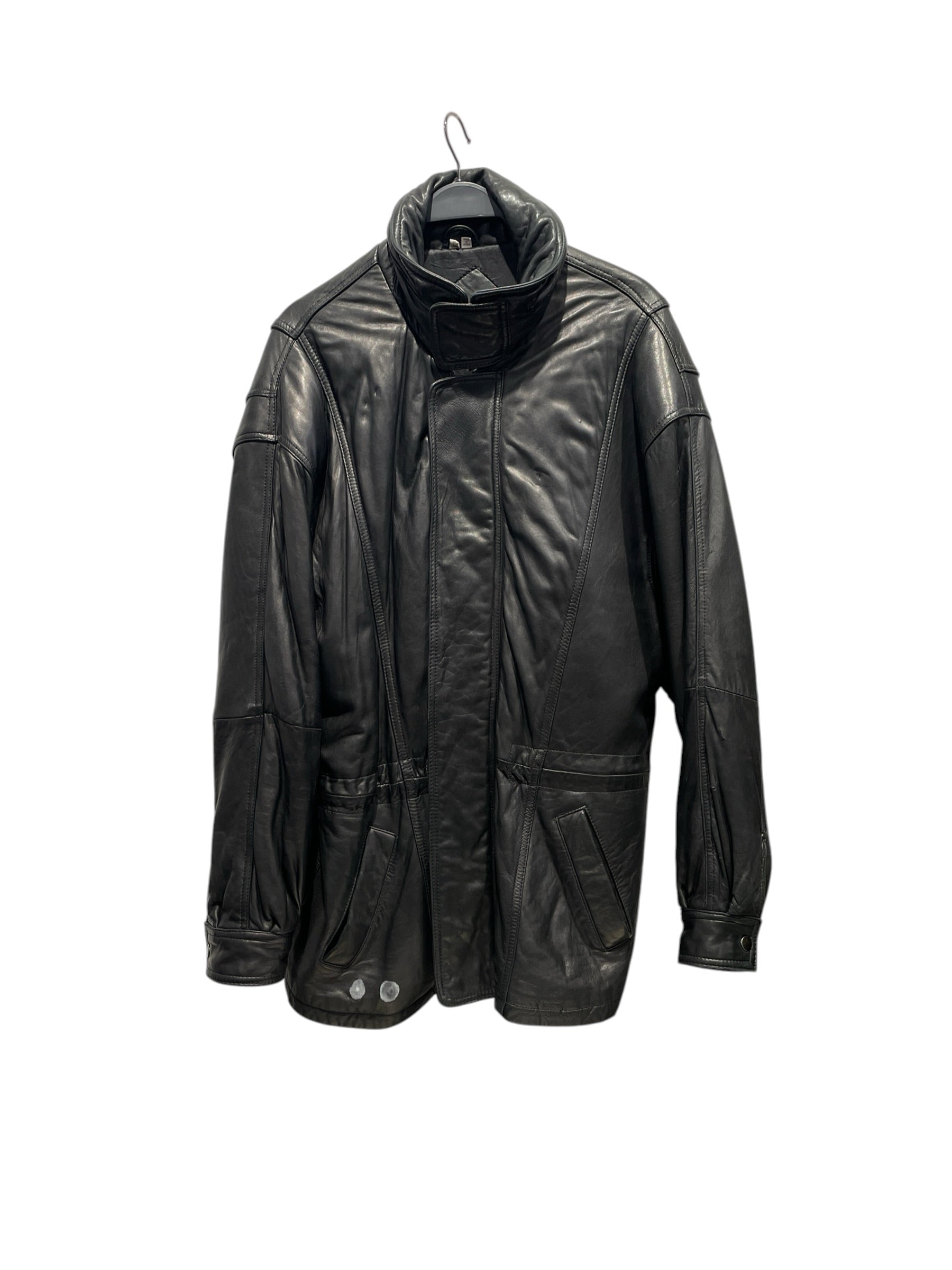 ANDREW MARC/Leather Jkt/L/Leather/BLK/Black Leather Trench Coat view 1