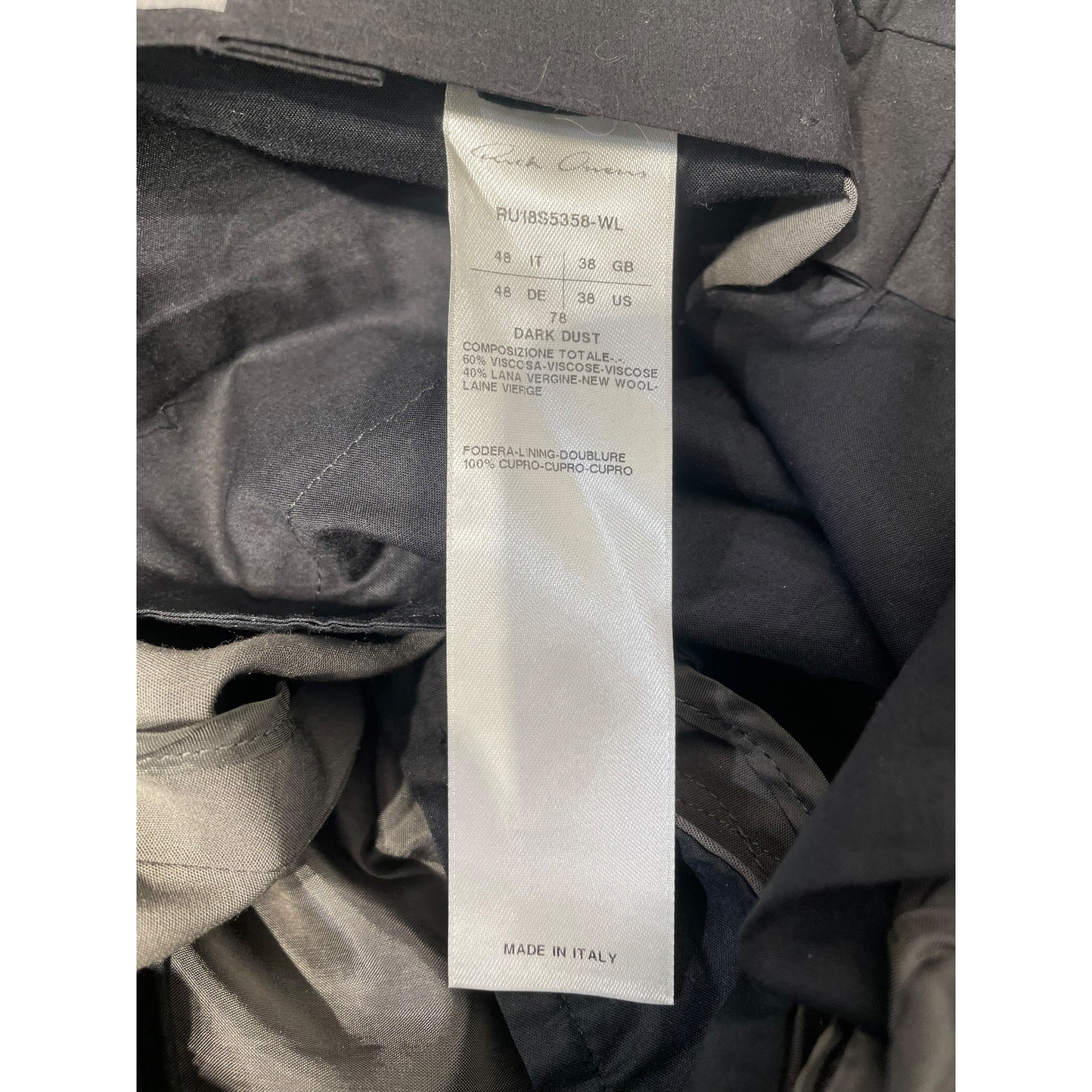 RICK OWENS DRKSHDW/Slacks/48/Wool/GRY/Button Fly/DIRT S/S 18 TROUSTERS view 3