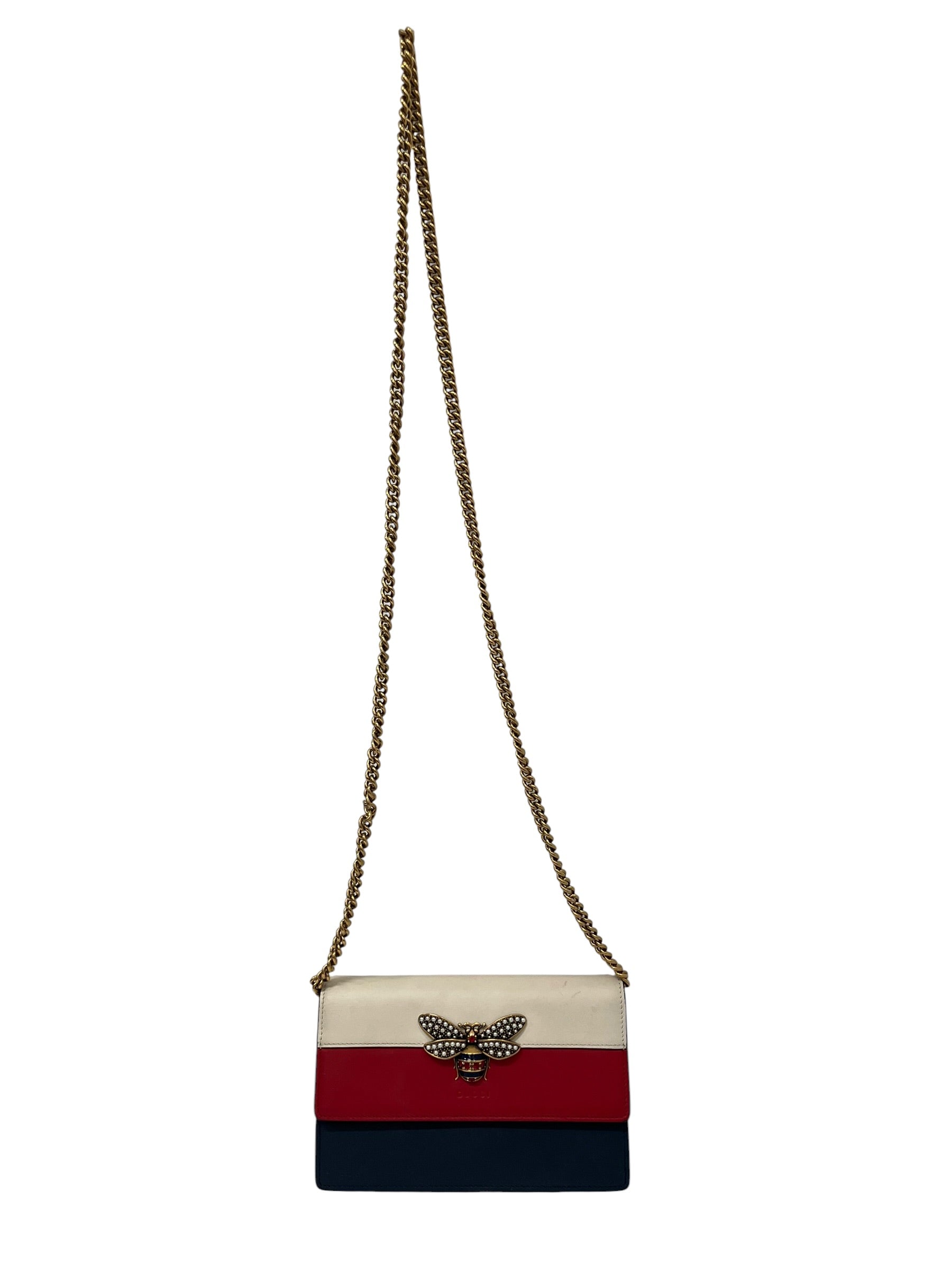 GUCCI/Cross Body Bag/Stripe/Leather/BLU/QUEEN MARGARET WALLET view 1