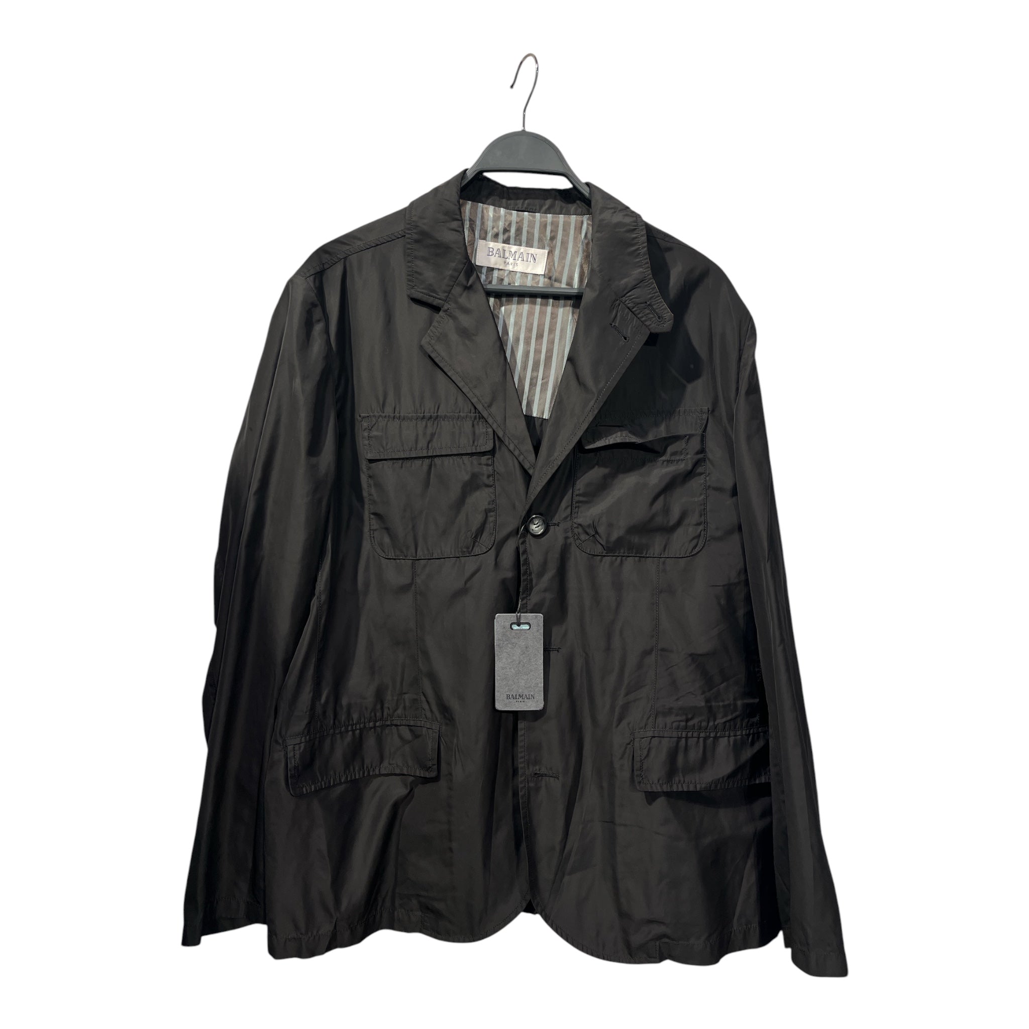 BALMAIN/Windbreaker/54/Polyester/BLK/SUEDE BRW COLLAR view 1