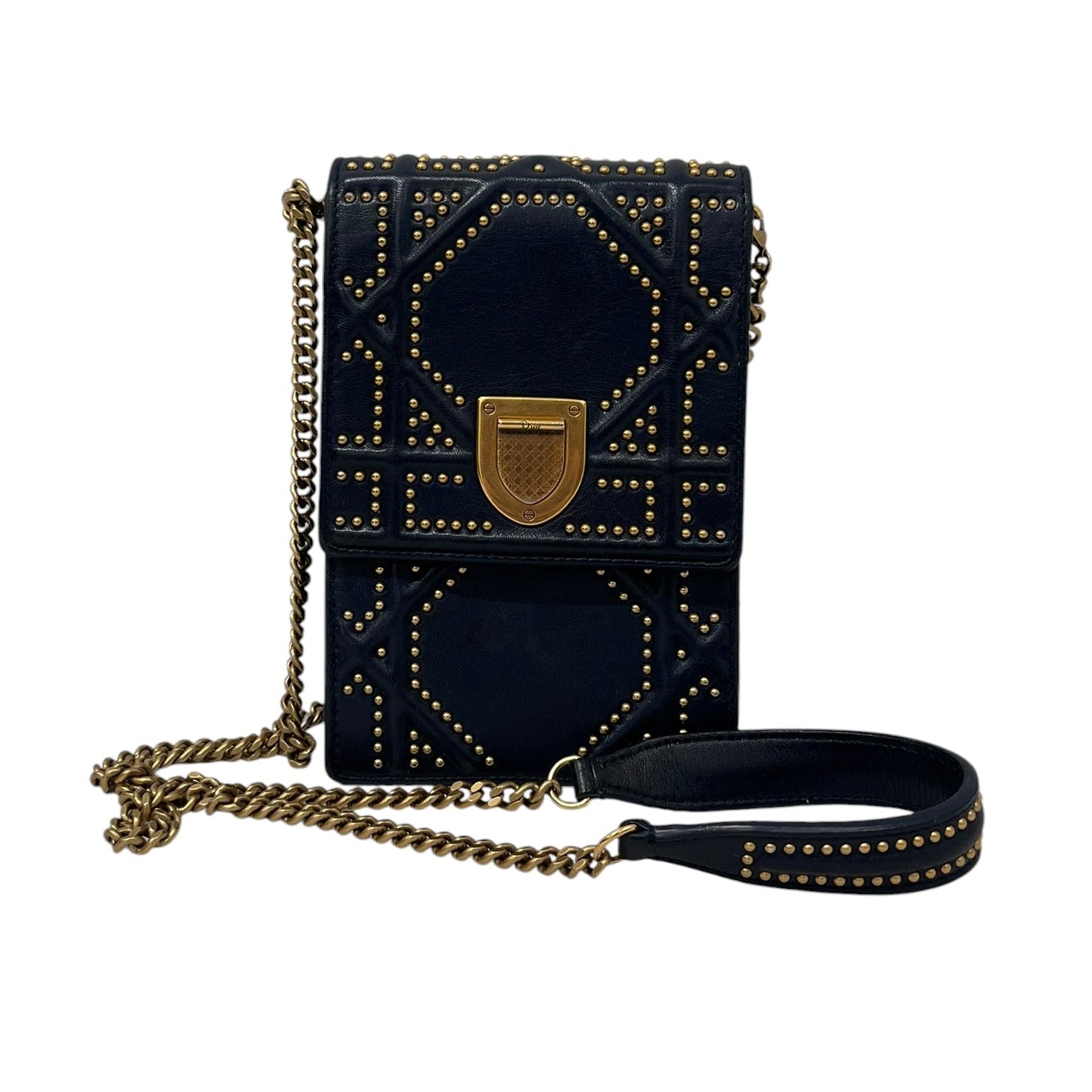 Christian Dior/Cross Body Bag/Leather/NVY/STUDDED VERT DIORAMA02-B0-1107 view 1