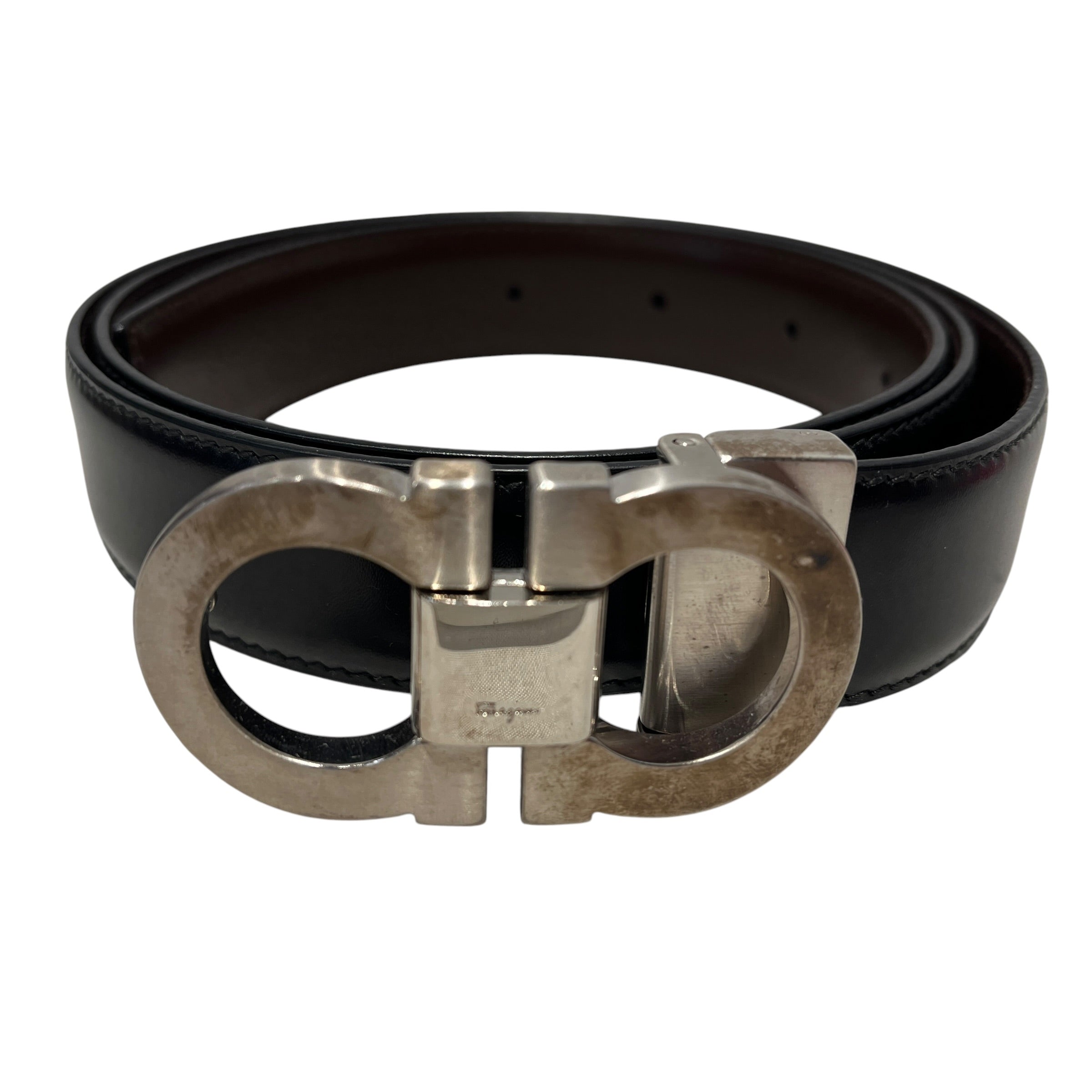 Salvatore Ferragamo/Accessories/Leather/BLK/M's/brown/ black w silver logo view 2