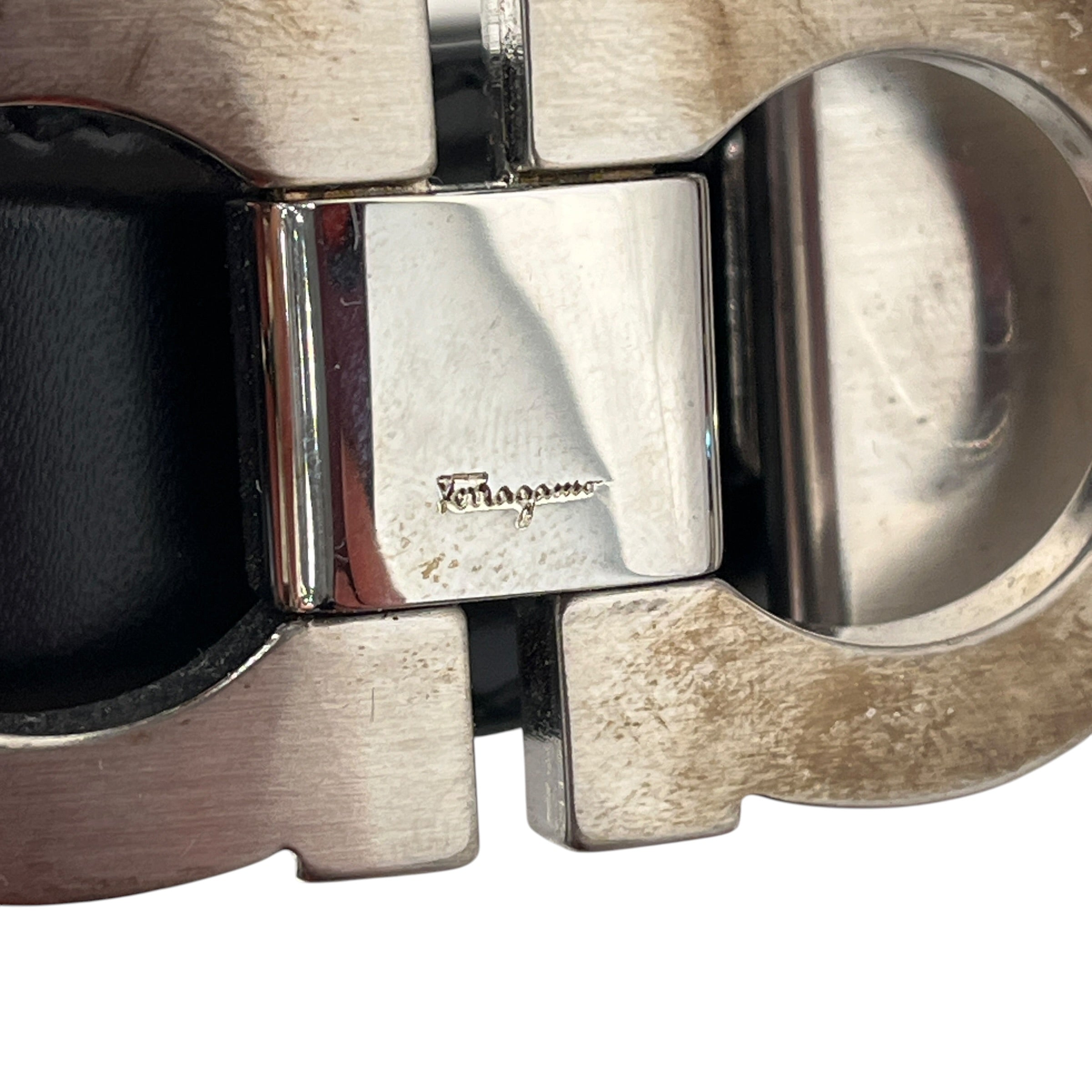Salvatore Ferragamo/Accessories/Leather/BLK/M's/brown/ black w silver logo view 3