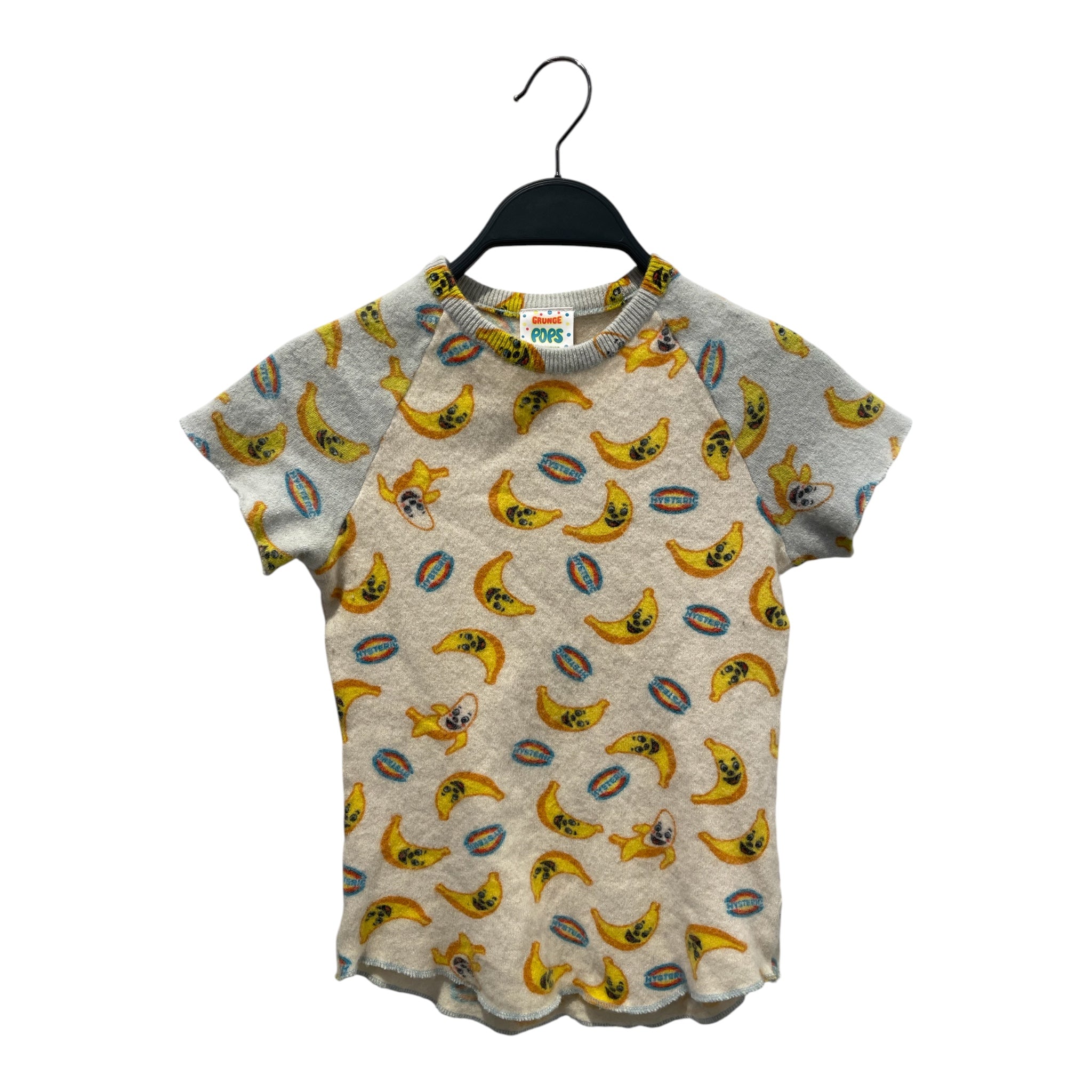 HYSTERIC GLAMOUR/T-Shirt/FREE/All Over Print/Wool/WHT/GRUNGE POPS SMILEY BANANA view 1