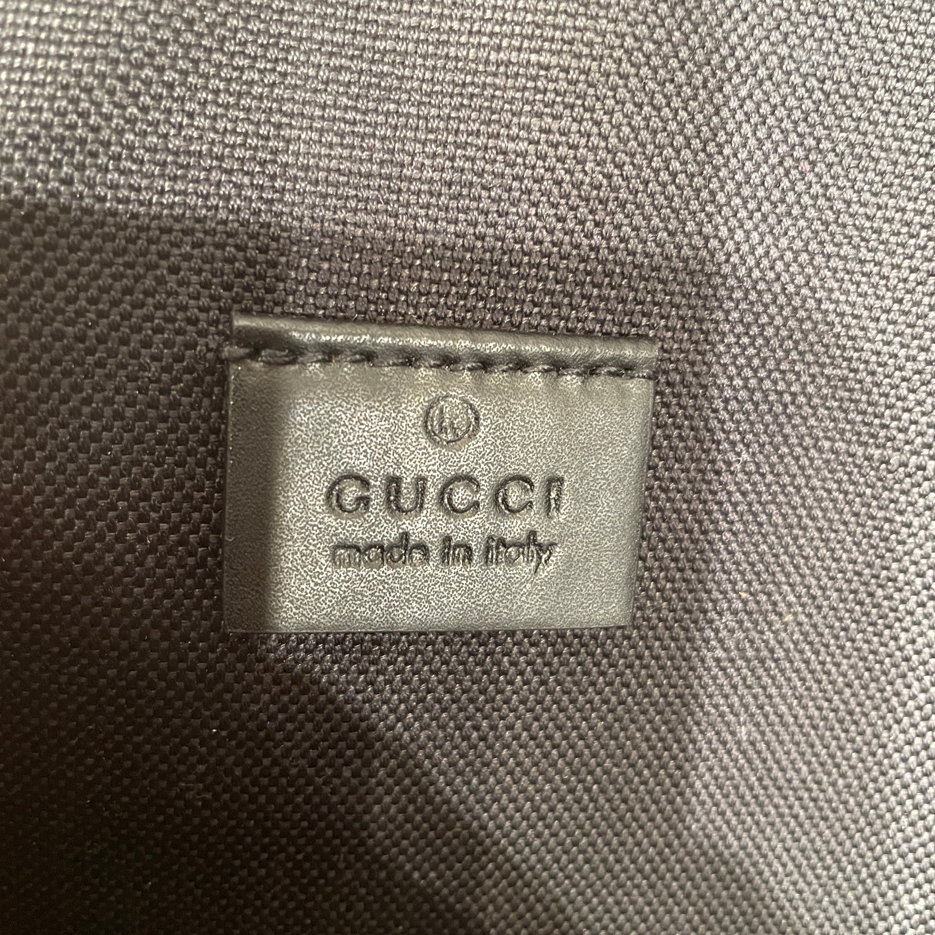 GUCCI/Cross Body Bag/Monogram/Leather/BLK/belt strap view 6
