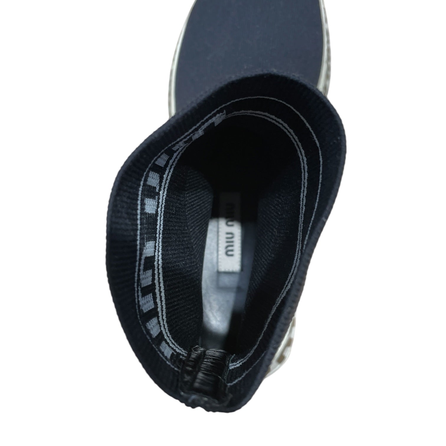 MIU MIU/Hi-Sneakers/US 5/Cotton/BLK/Logo Knit Sock Sneakers view 3