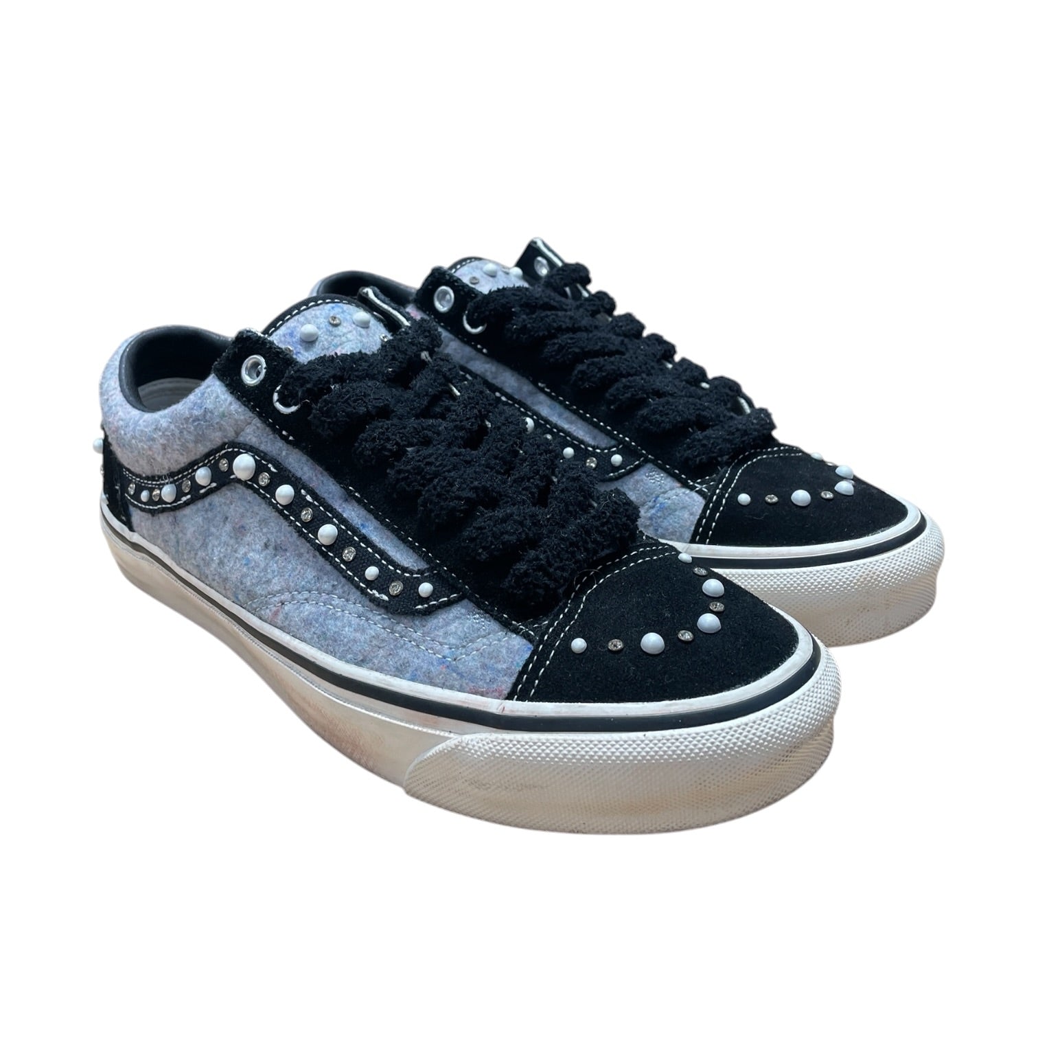 VANS/Low-Sneakers/US 9/Leather/BLK/Speckled Moving Blanket Grey