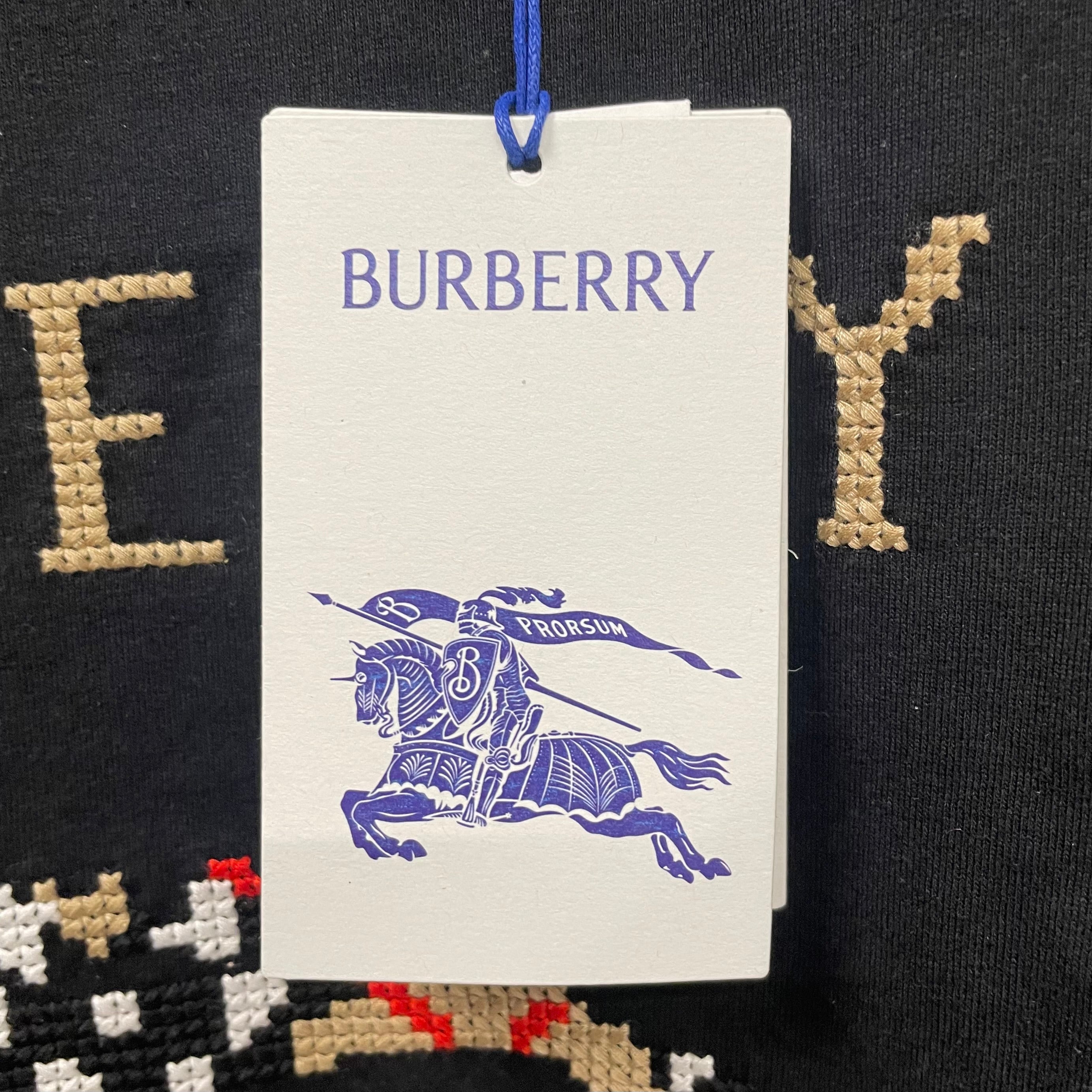 BURBERRY/T-Shirt/L/Cotton/BLK/Graphic/Cross Stich Knight PTPEISL3VIL view 4