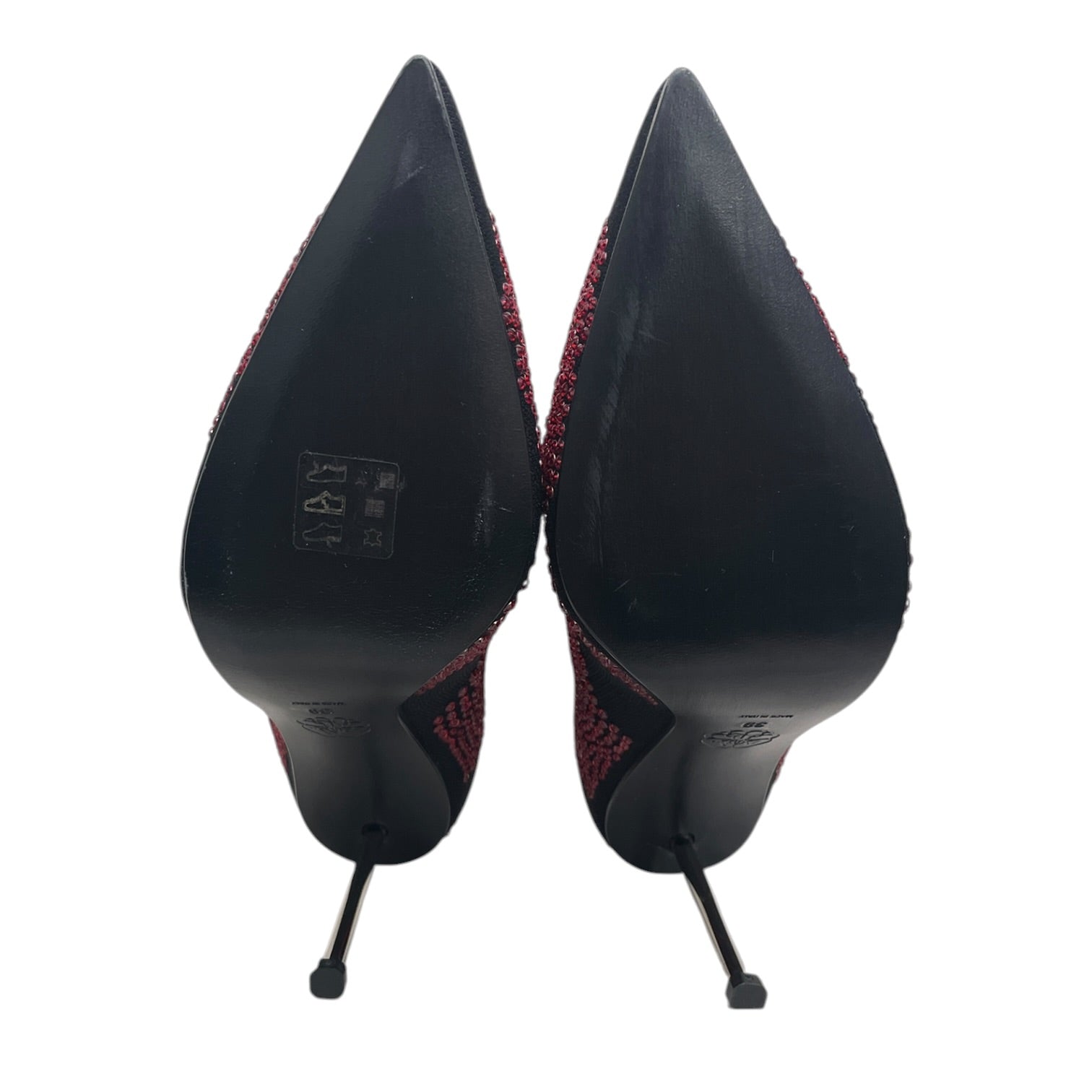 Alexander McQueen/Heels/EU 39/Glitter/Cotton/BLK/red bedazzled view 4
