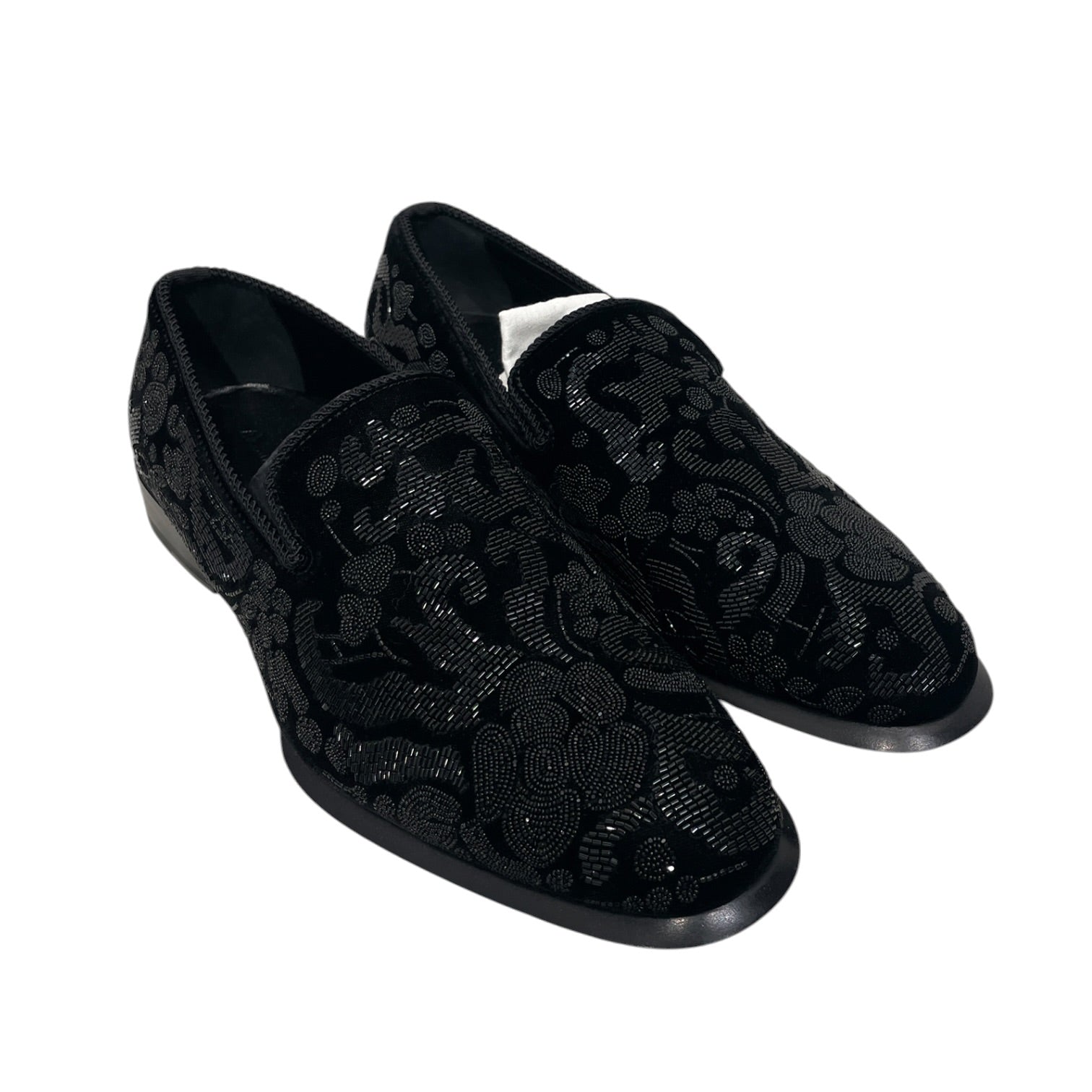 Alexander McQueen/Loafers/EU 45/Glitter/Suede/BLK/beaded allover view 1