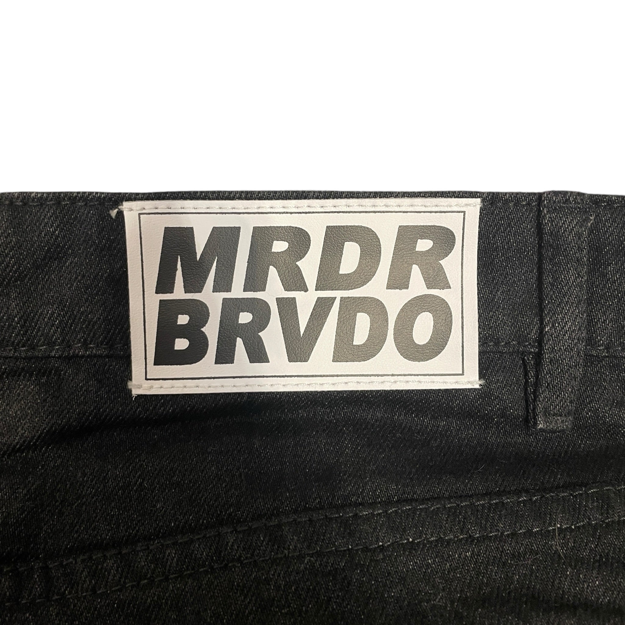 WHO DECIDES WAR/Straight Pants/36/Denim/BLK/Graphic/EMBROIDERED FRNT BONDAGE STRAP view 3
