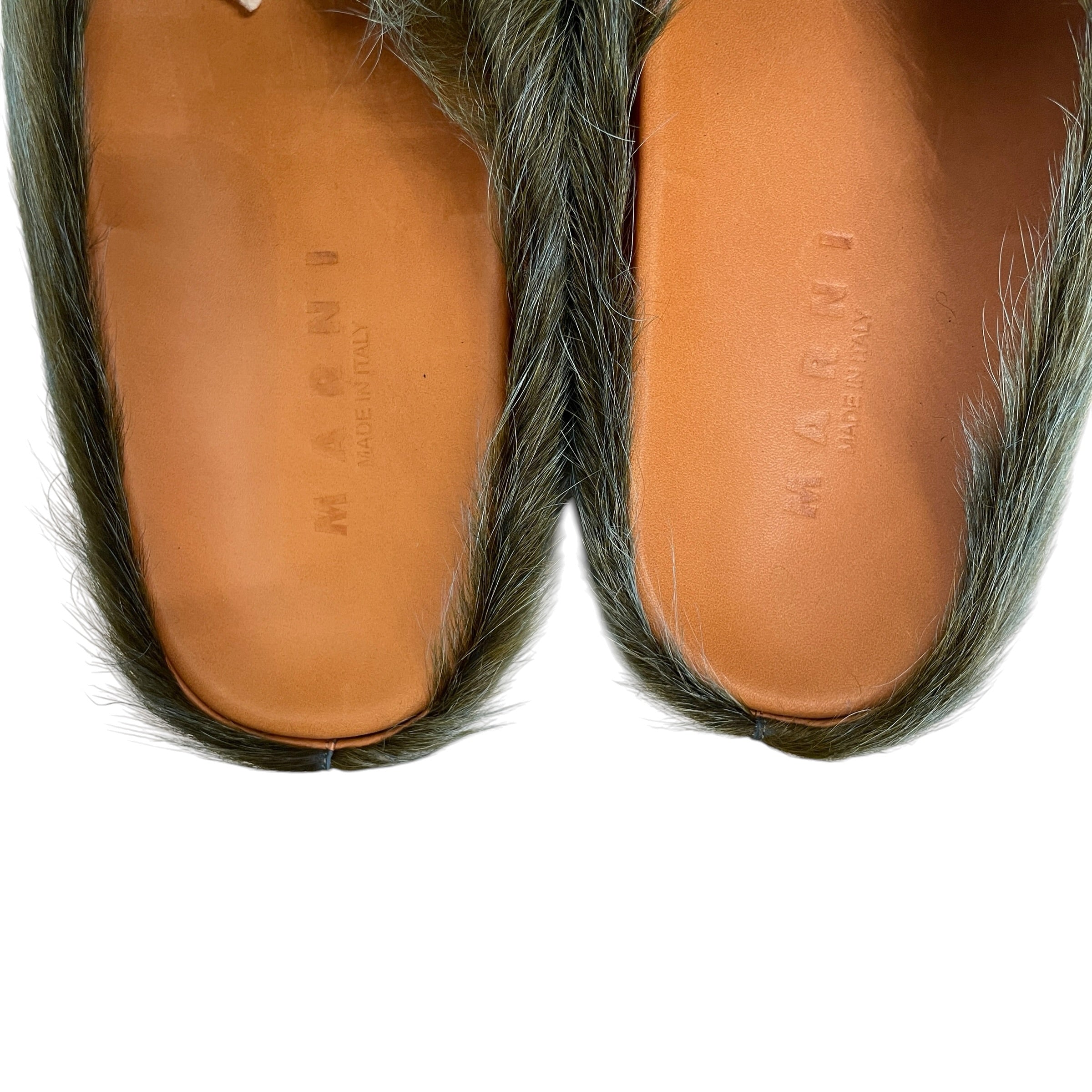 MARNI/Flat Shoes/EU 43/Fur/GRN/BLU GREEN FUR CLOGS view 3