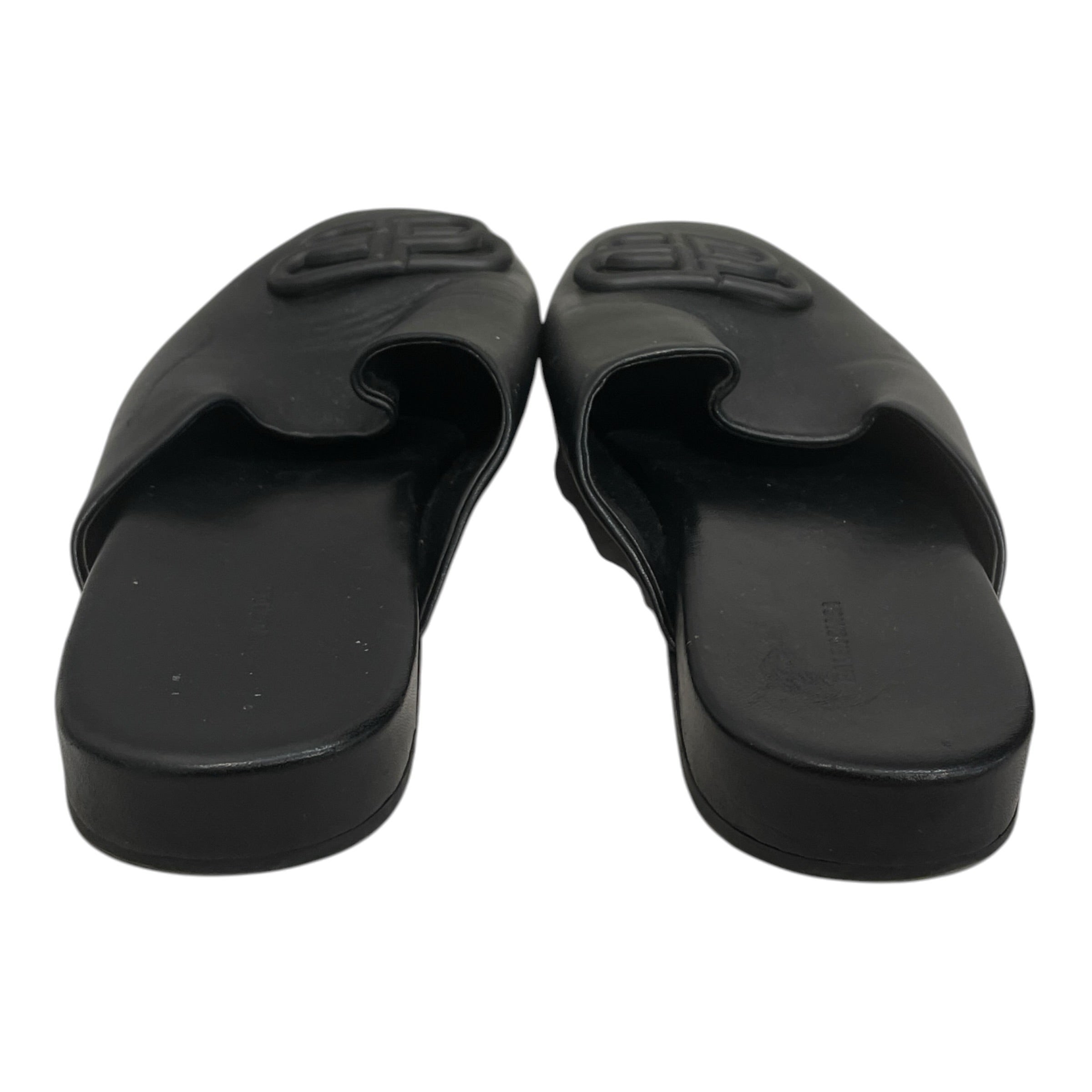 BALENCIAGA/Flat Shoes/EU 37.5/Leather/BLK/BB SLIDE ON LEATHER LOGO view 3