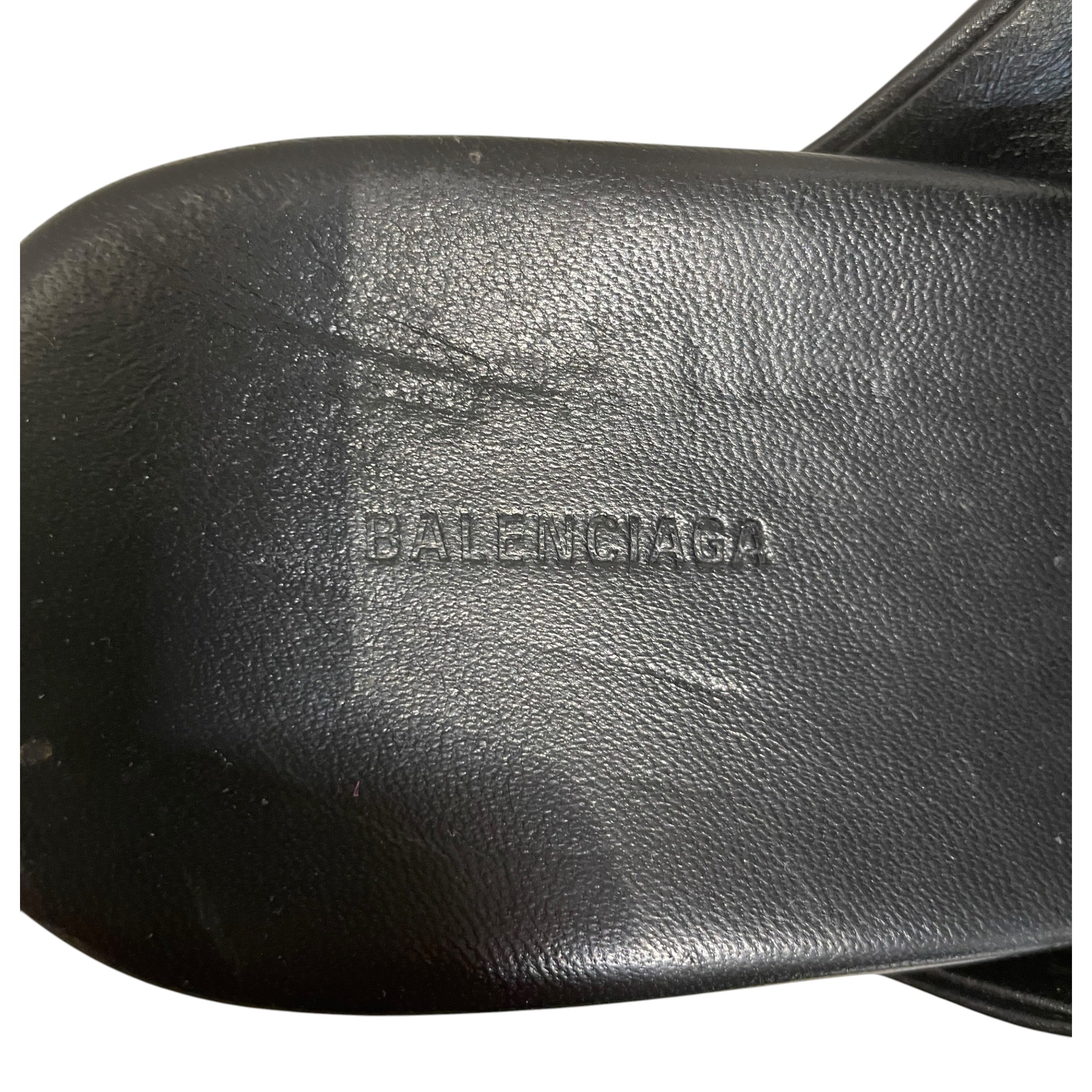 BALENCIAGA/Flat Shoes/EU 37.5/Leather/BLK/BB SLIDE ON LEATHER LOGO view 4