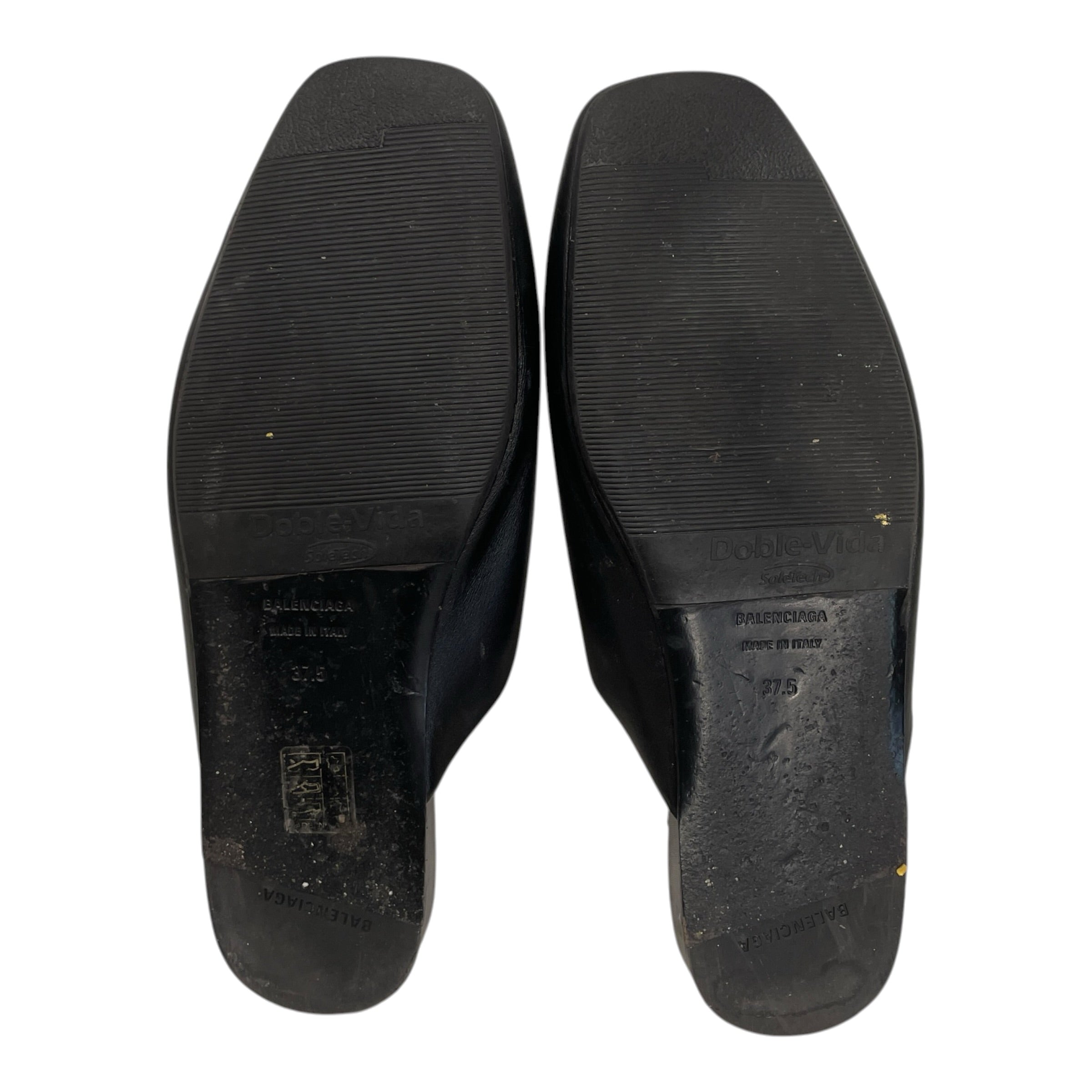 BALENCIAGA/Flat Shoes/EU 37.5/Leather/BLK/BB SLIDE ON LEATHER LOGO view 5