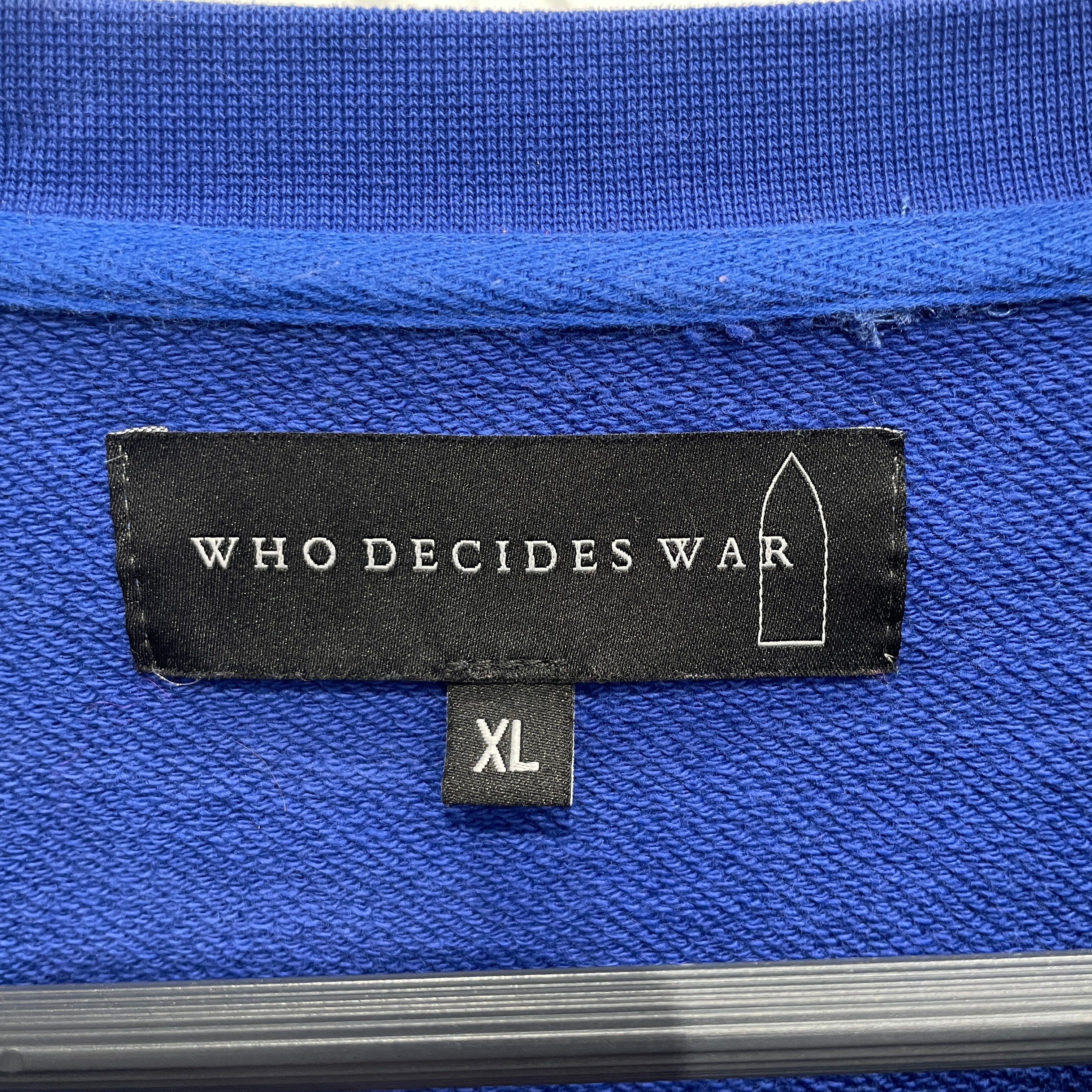 WHO DECIDES WAR/Sweatshirt/XL/All Over Print/Cotton/BLU/CREWNECK WINDOW LOGO PATCHES view 3