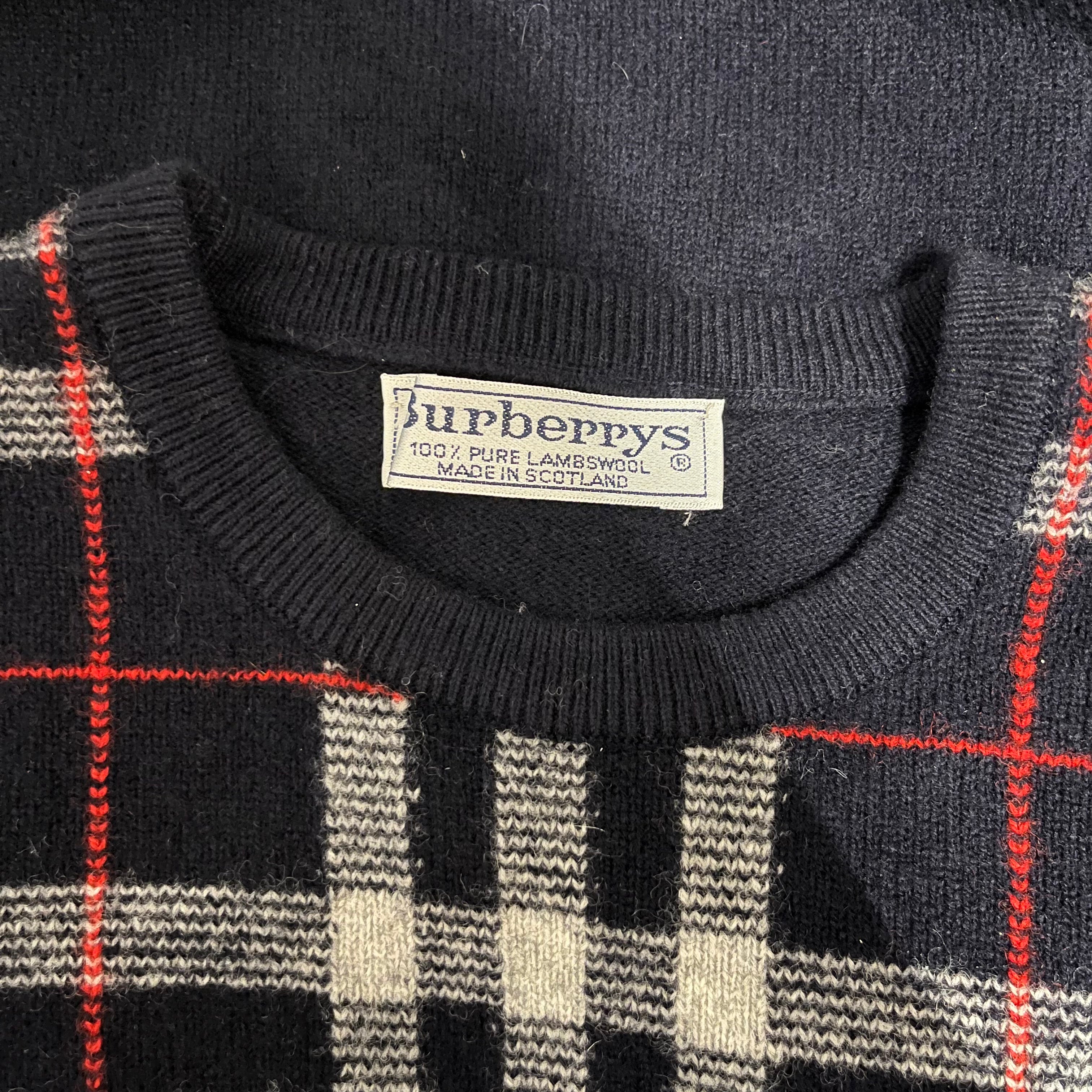 BURBERRY/Sweater/S/Plaid/Wool/NVY/ view 3