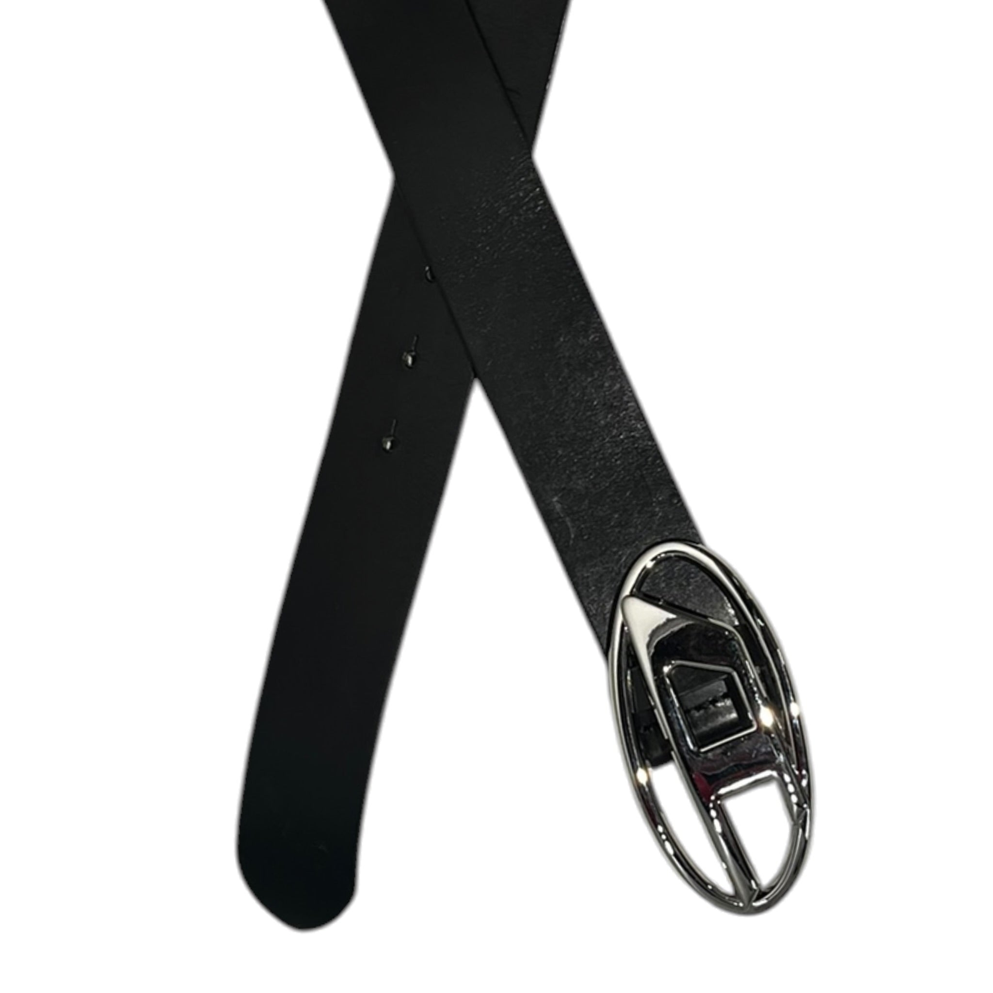 DIESEL/Belt/Leather/BLK/M's/diesel logo belt view 2