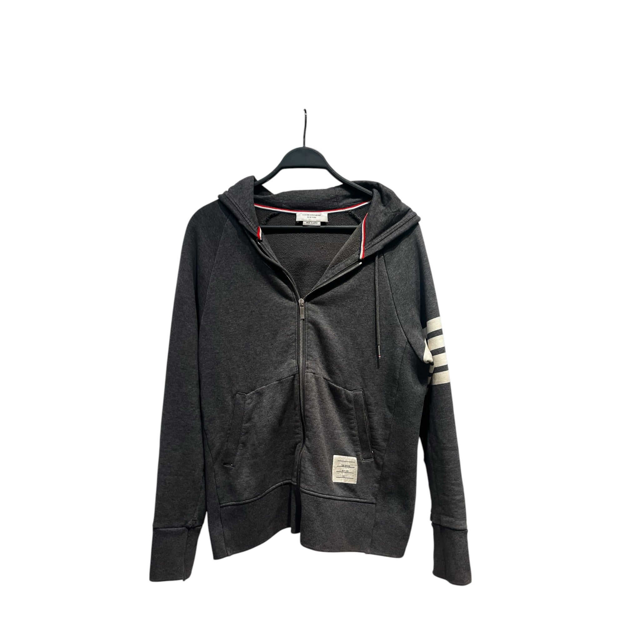 THOM BROWNE. NEW YORK/Zip Up Hoodie/5/Cotton/GRY/Loopback 4 bar view 1