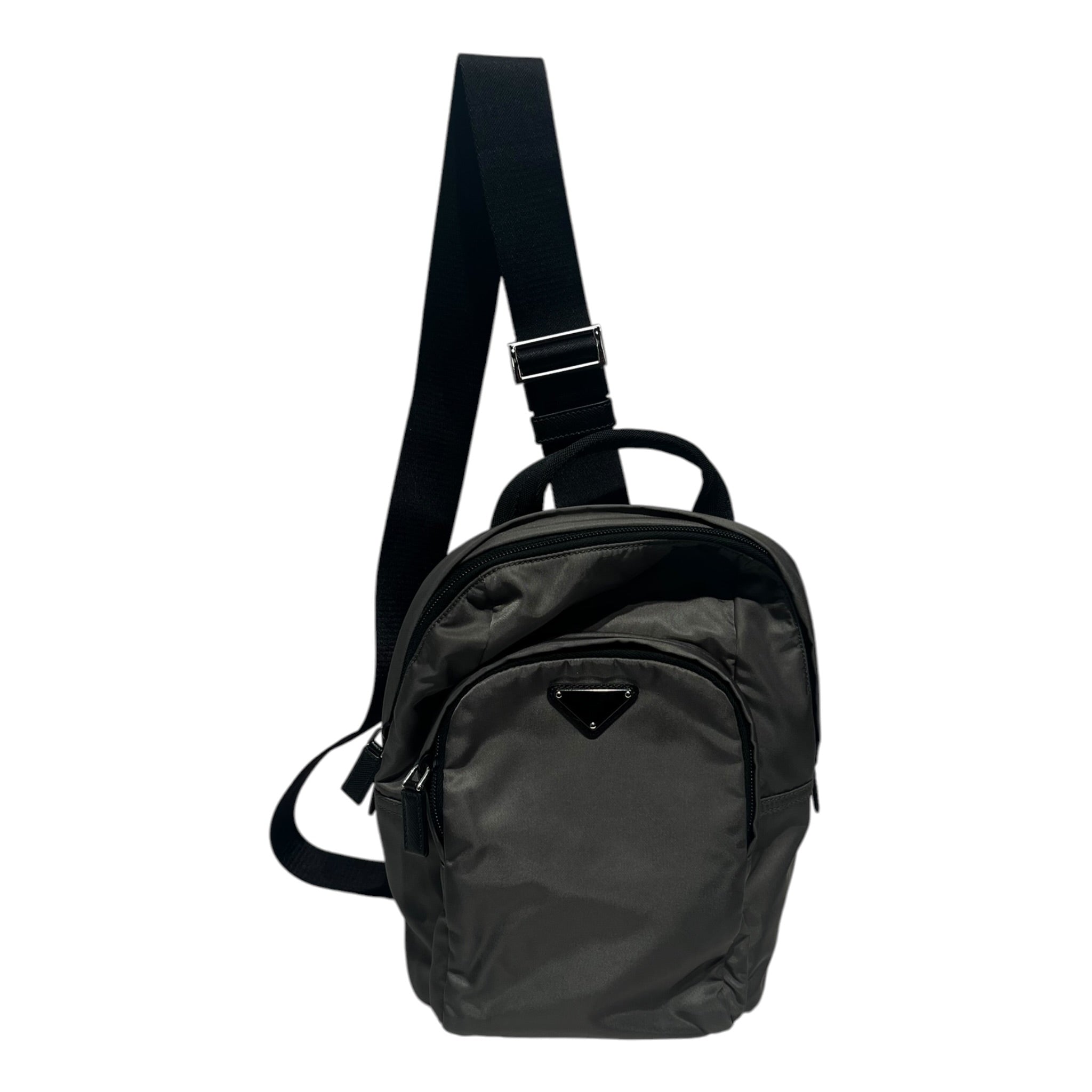 PRADA/Backpack/Nylon/GRY/Re-Nylon and Saffiano Backpack view 1