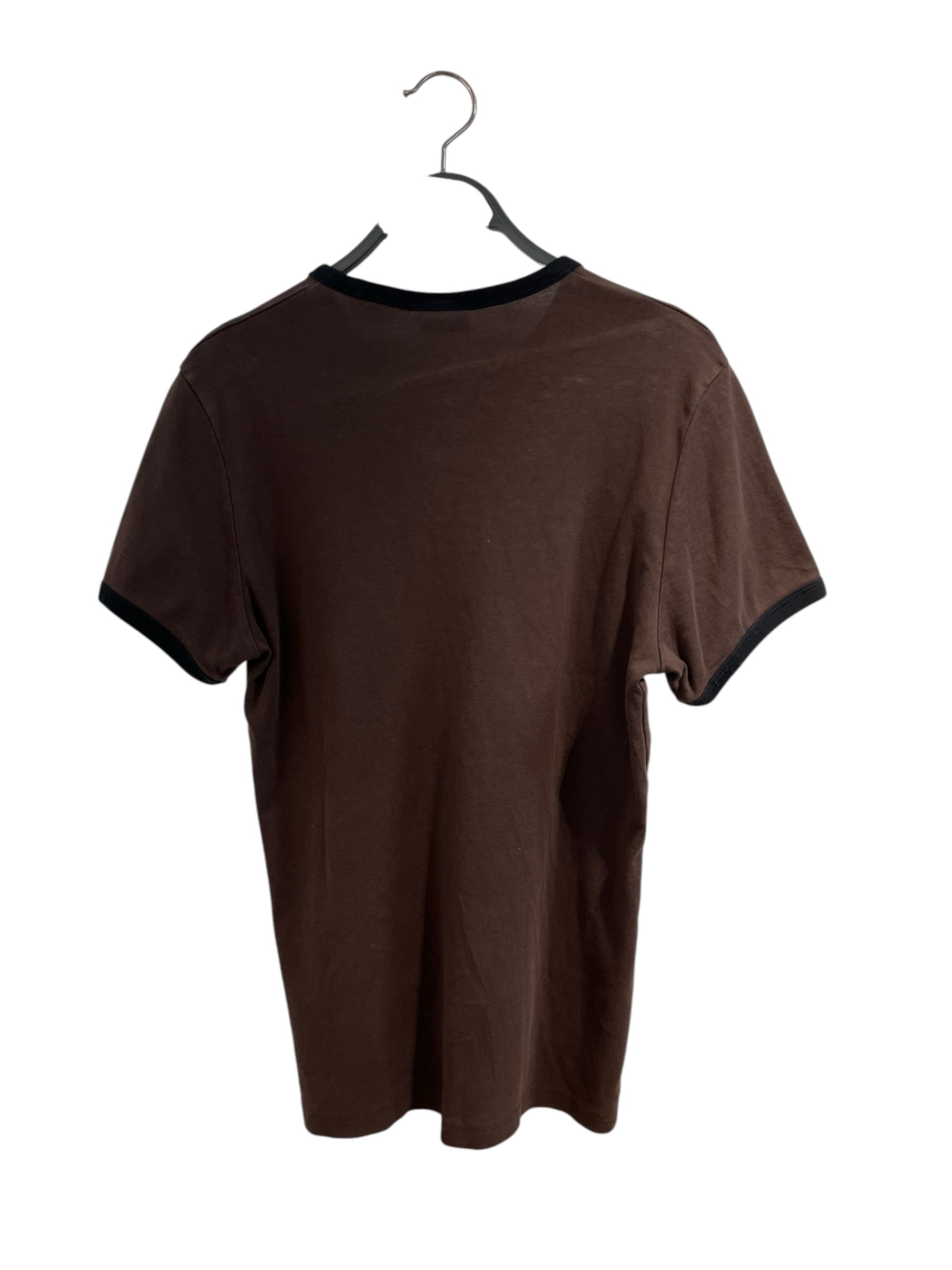COURREGES/T-Shirt/L/Cotton/BRW/SMALL LOGO RINGER view 2