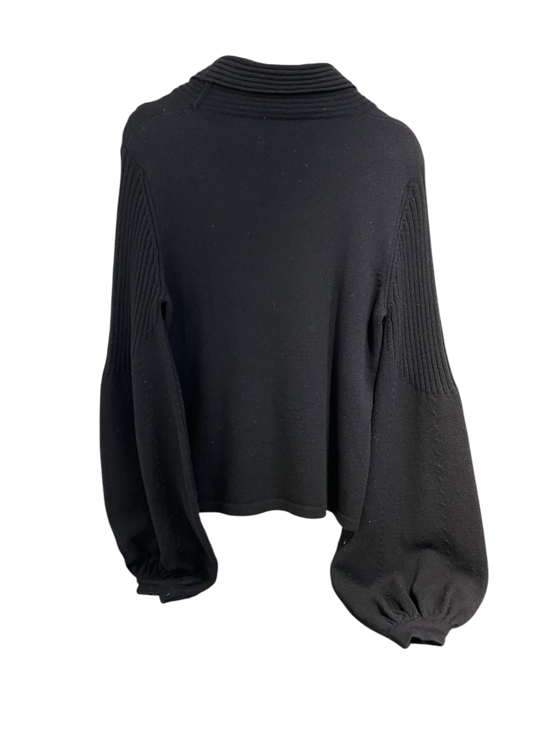GIVENCHY/Sweater/S/Wool/BLK/WIDE SLEEVE RUFFLE FRONT view 2